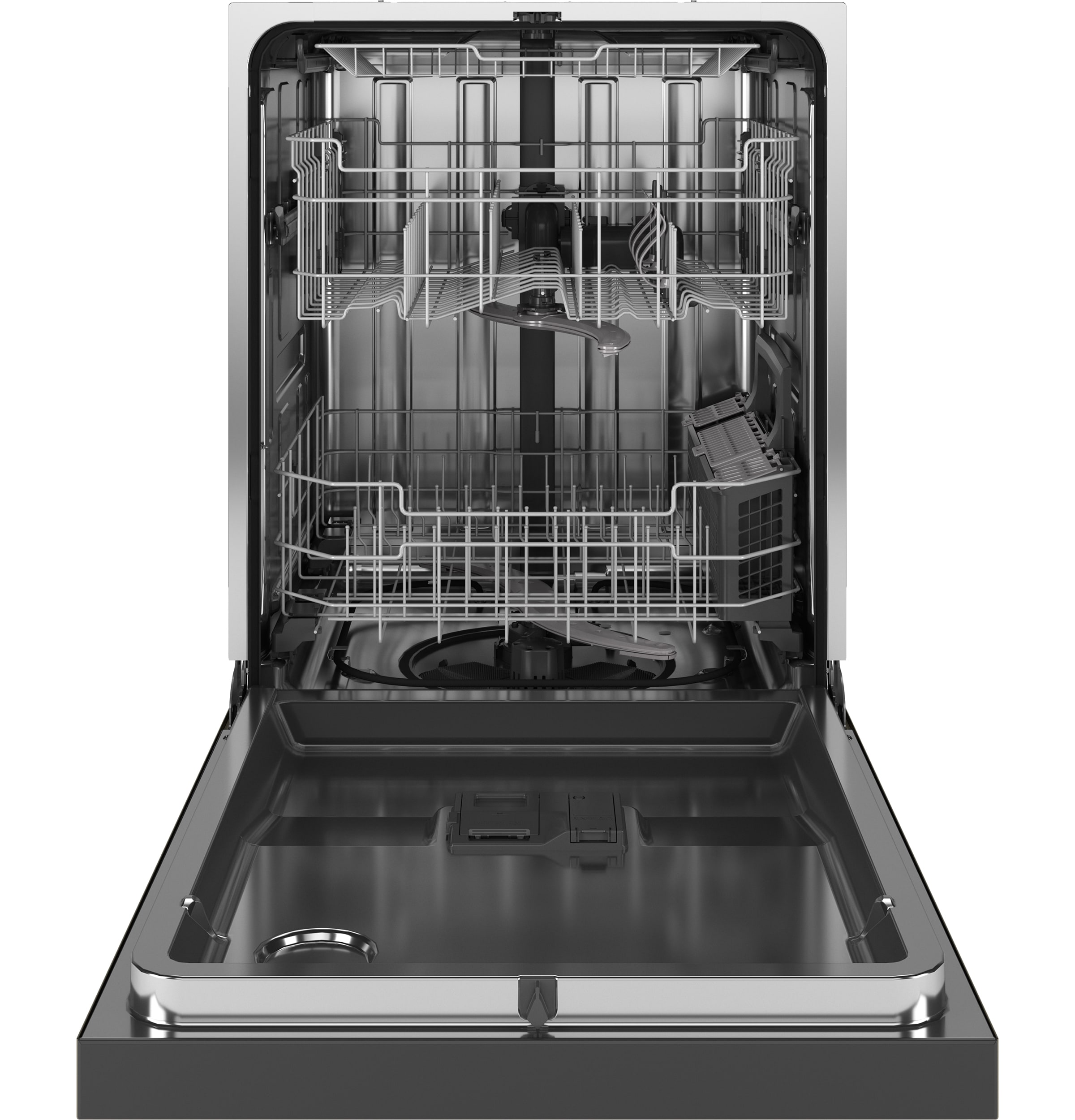 GE Dry Boost Front Control 24 in Built In Dishwasher With Third Rack Slate ENERGY STAR 47 dBA