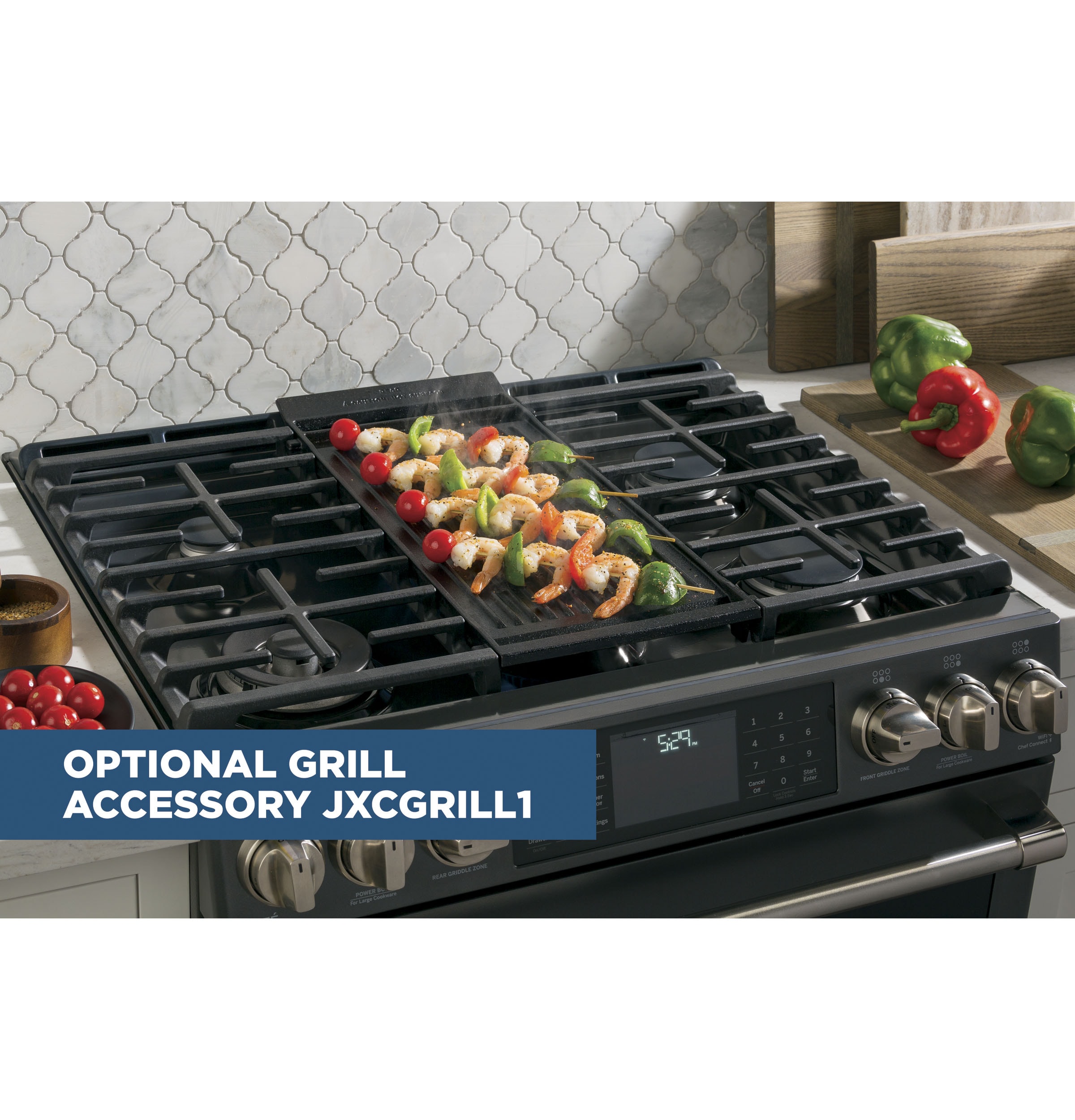 GE 30-in Gas range Grill module ( Black )