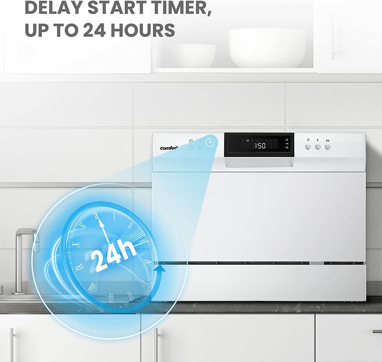 Comfee 21 6 in Portable Countertop Dishwasher White ENERGY STAR 49 dBA