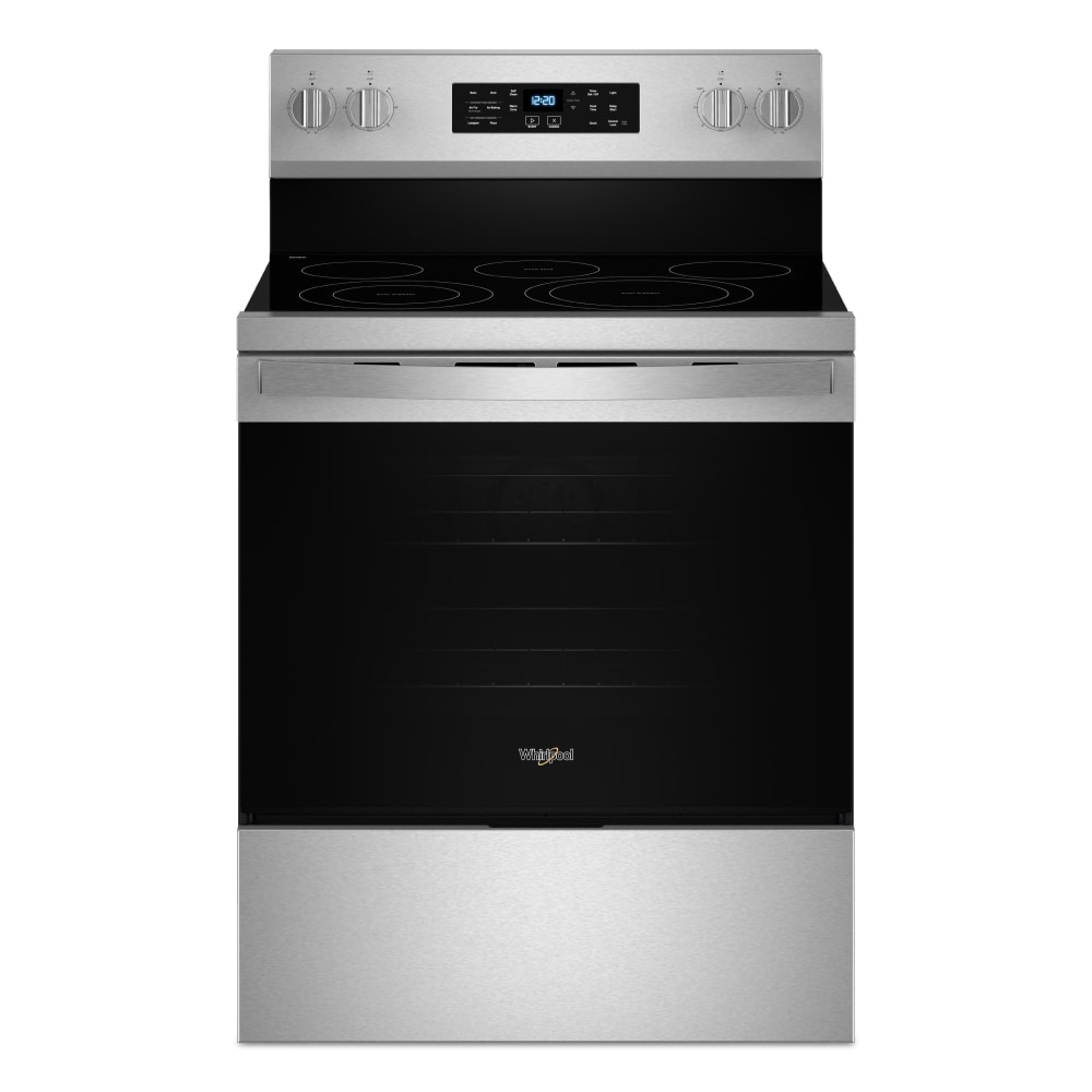Whirlpool Air Cooking Technology 30-in Glass Top 5 burners 5.3-cu ft Air Fry Convection Oven Freestanding Electric Range ( Stainless Steel )