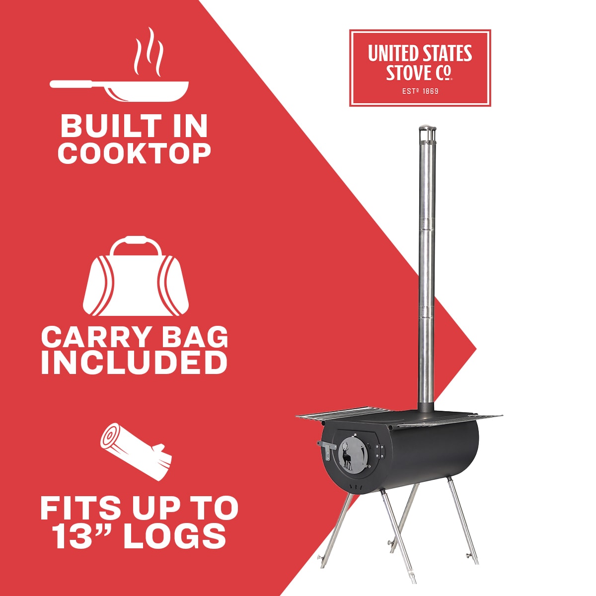 US Stove Company Caribou 1 -Burner Wood (wood) Manual Steel Outdoor stove