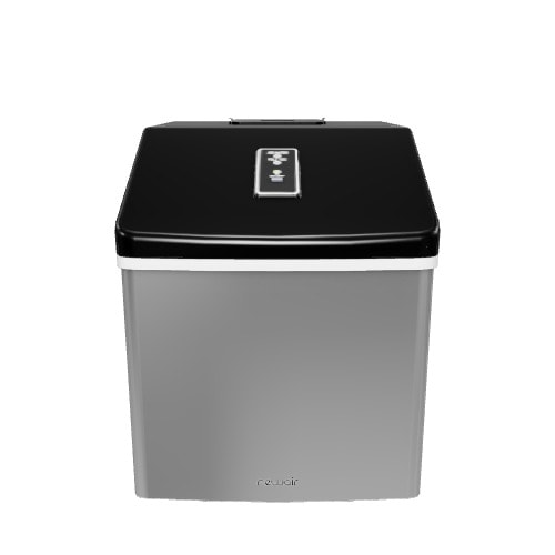 NewAir 40 lb Drop Down Door Portable Countertop Cube Ice Maker Stainless Steel and Black