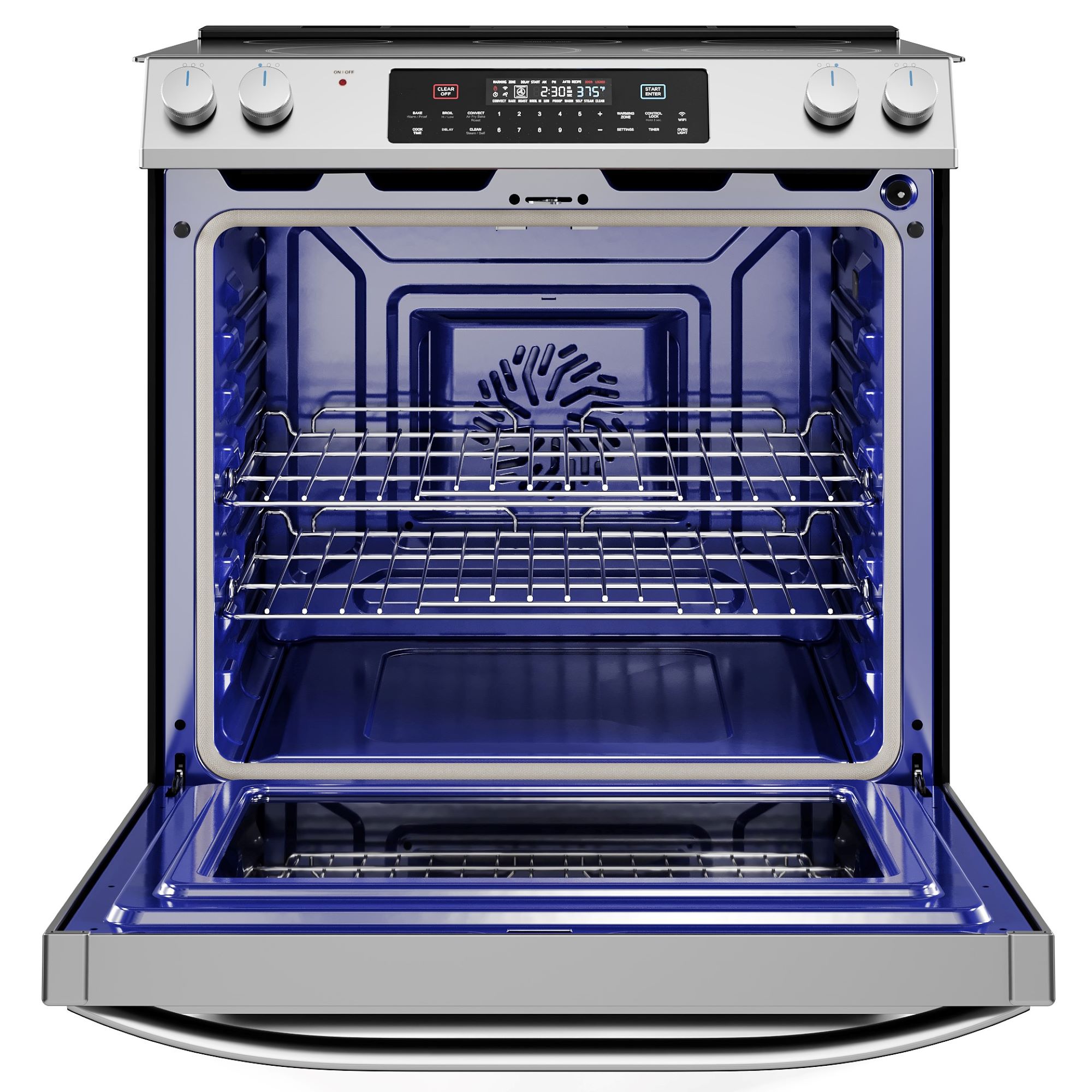 Midea 30-in Glass Top 5 burners 6.3-cu ft Slide-In Electric Range ( Stainless steel )