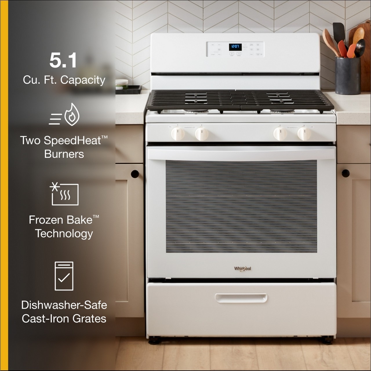 Whirlpool 30-in 4 burners 5.1-cu ft Freestanding Natural Gas Range ( White )