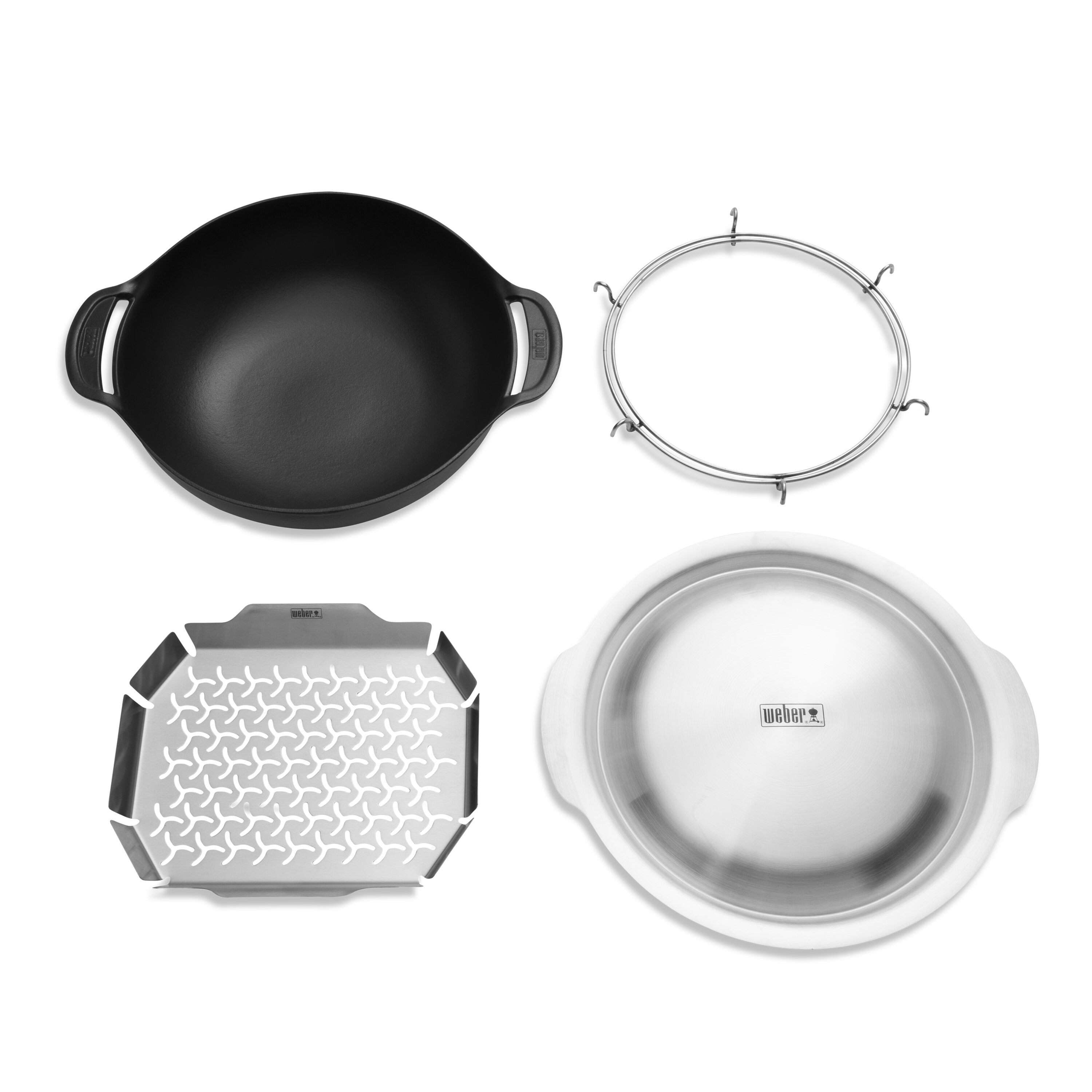 Weber Crafted 3 -Pack Porcelain-Enameled Cast-Iron Wok