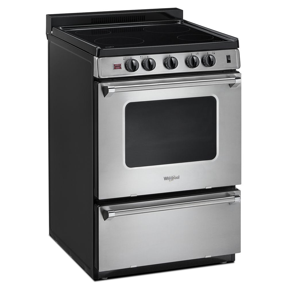 Whirlpool 24-in Glass Top 4 burners 2.96-cu ft Freestanding Electric Range ( Stainless steel )