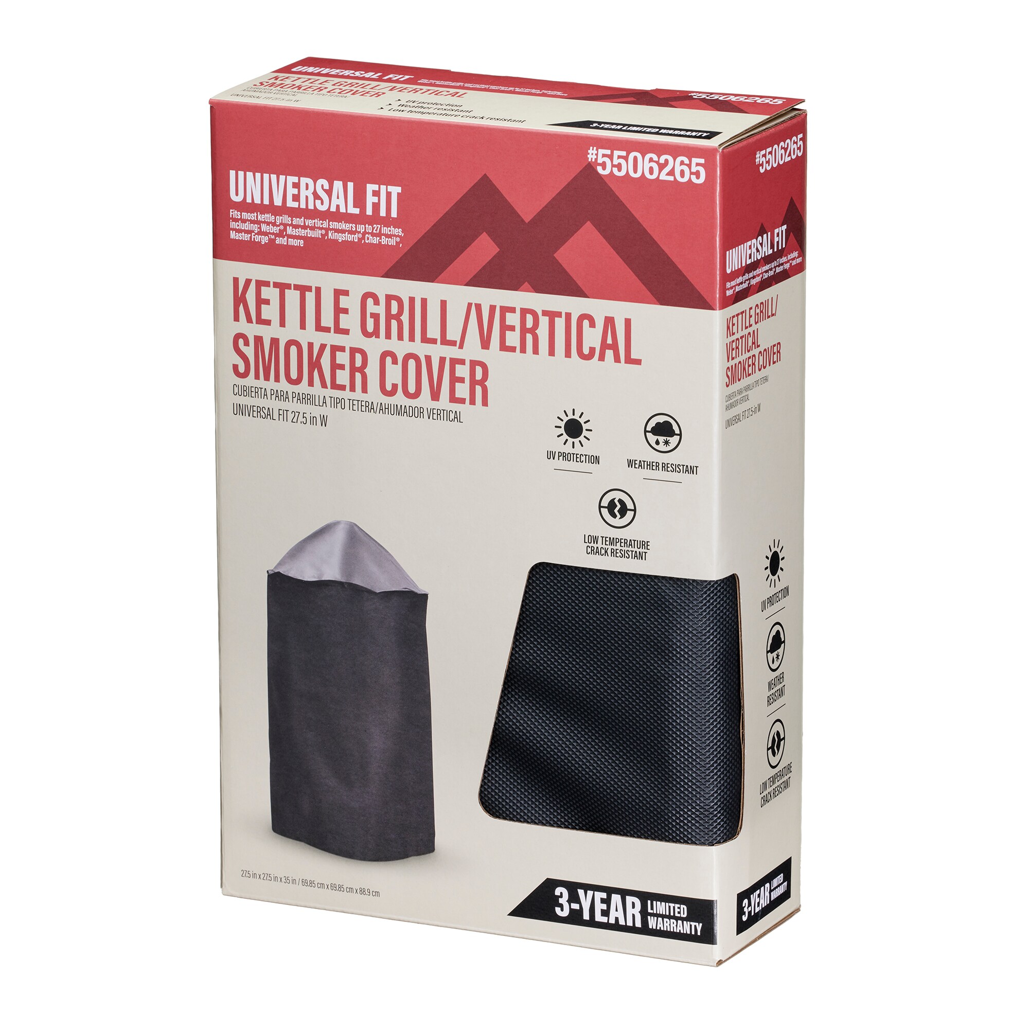 Master Forge Universal Fit 27.5-in W x 35-in H Black Vertical smoker Cover