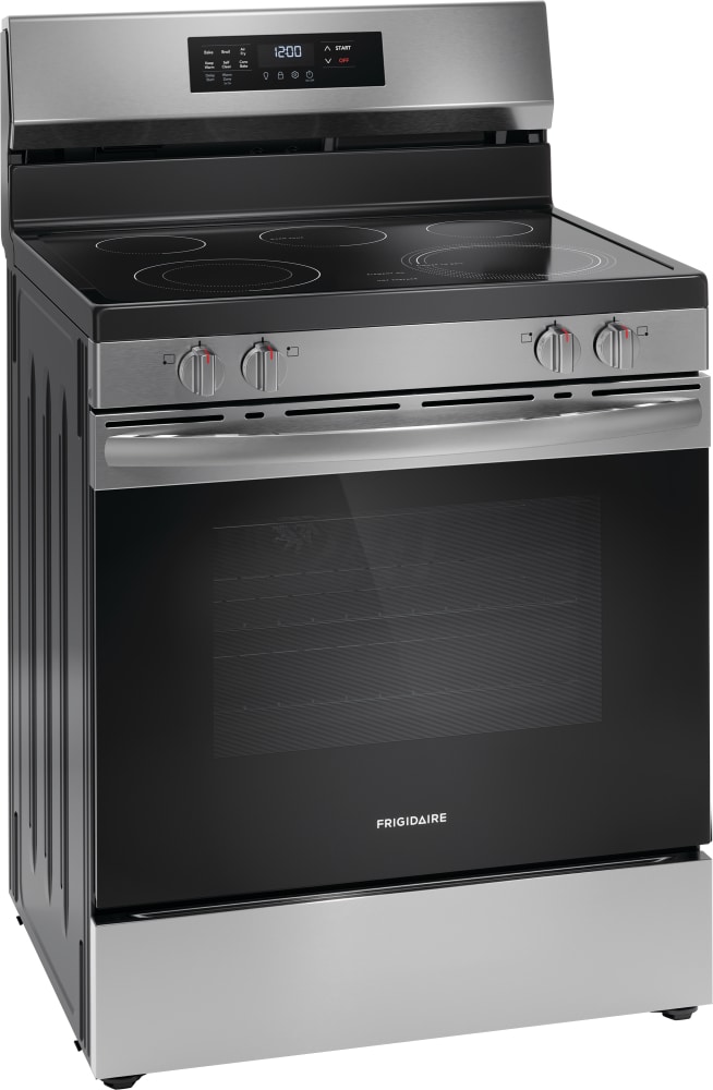 Frigidaire 30-in Glass Top 5 burners 5.3-cu ft Air Fry Convection Oven Freestanding Electric Range Stainless Steel )