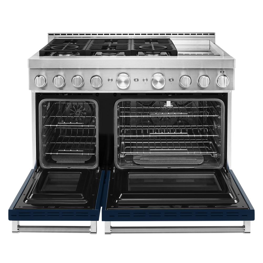 KitchenAid 48-in 6 burners 4.1-cu ft / 2.2-cu ft Convection Oven Freestanding Double Oven Gas Range ( Ink Blue )