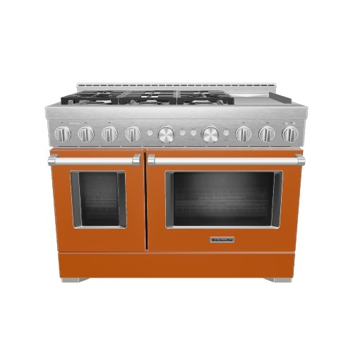 KitchenAid 48-in 6 burners 4.1-cu ft / 2.2-cu ft Convection Oven Freestanding Double Oven Gas Range ( Scorched Orange )