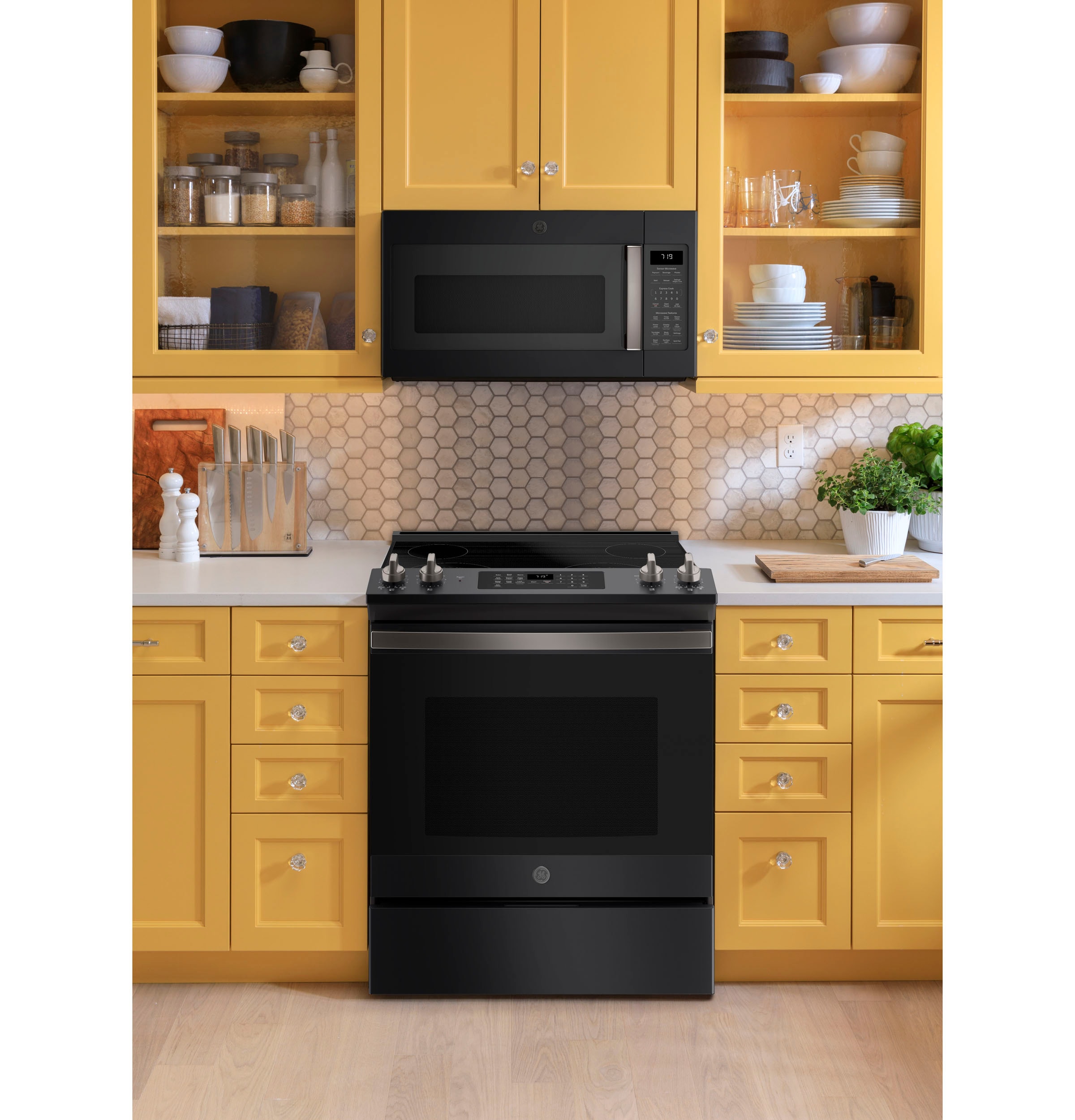 GE 1 9 cu ft Over the Range Microwave with Sensor Cooking Fingerprint Resistant Black Slate
