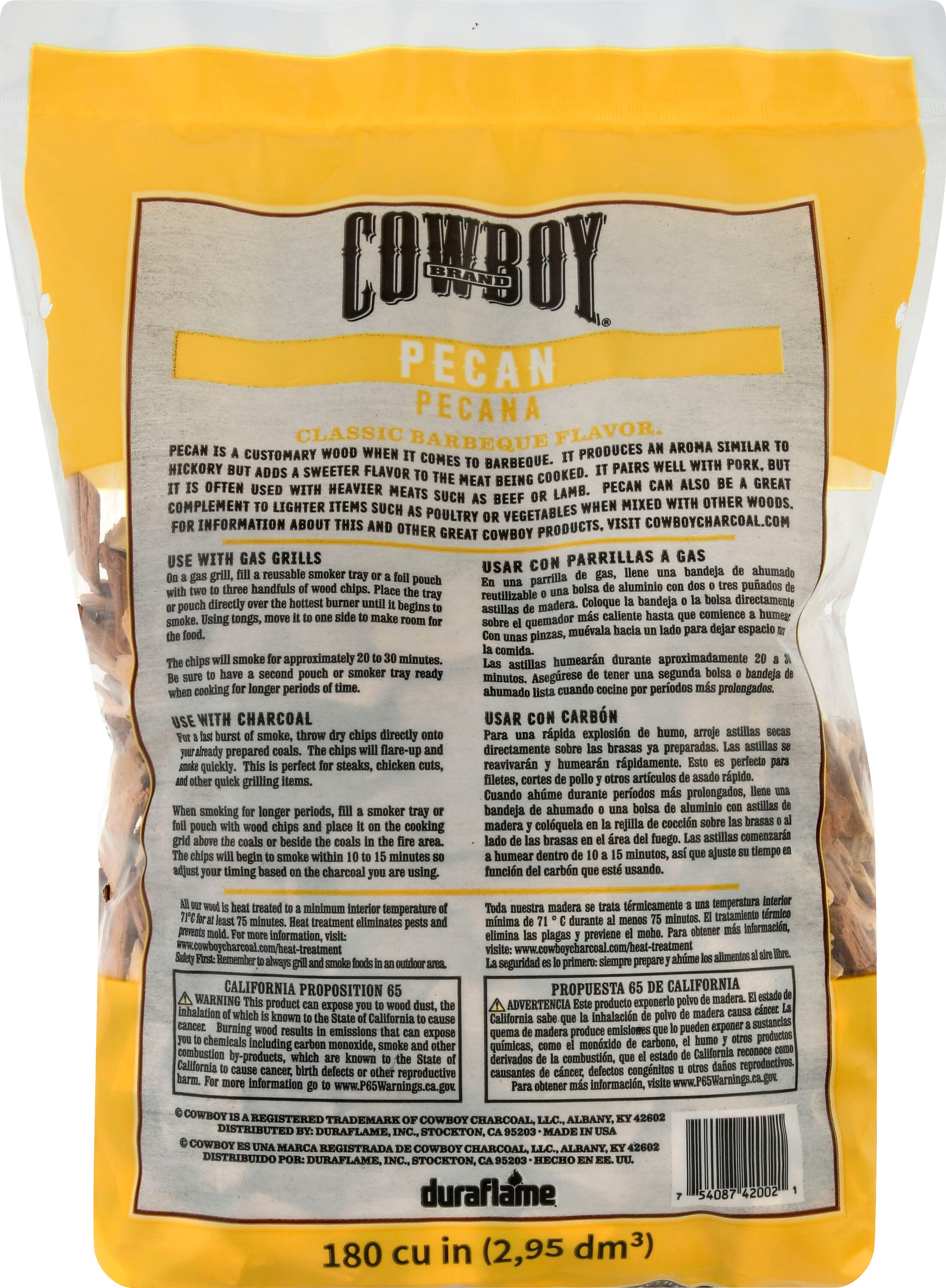 Cowboy Charcoal Pecan 180 Cubic inch(es) Wood chips