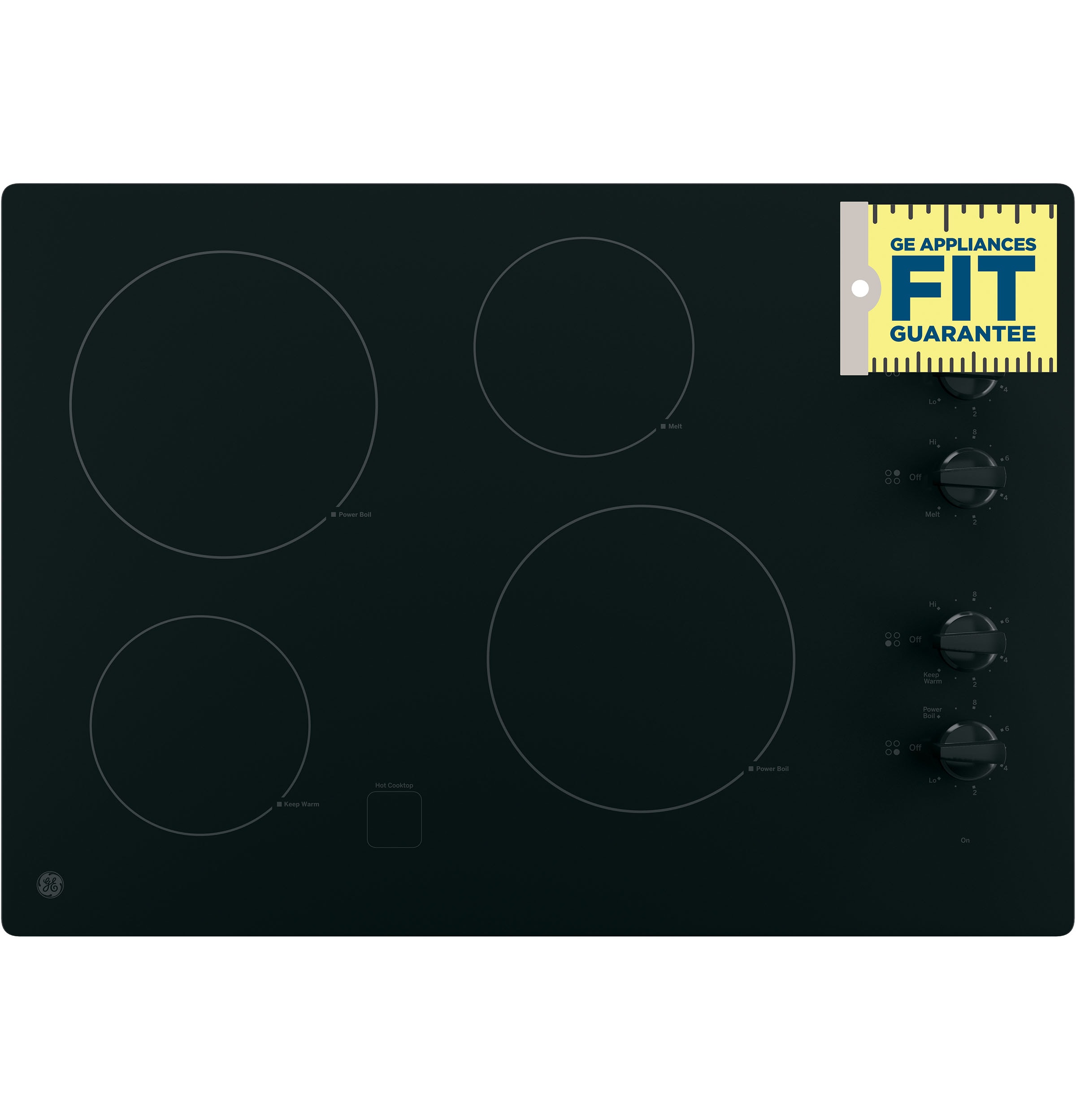 GE 30-in 4 burners Smooth Surface (Radiant) Black Electric Cooktop