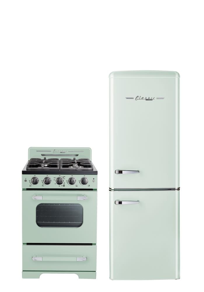 UNIQUE Classic Retro 24-in 4 burners 2.9-cu ft Convection Oven Freestanding Natural Gas Range ( Summer mint green )