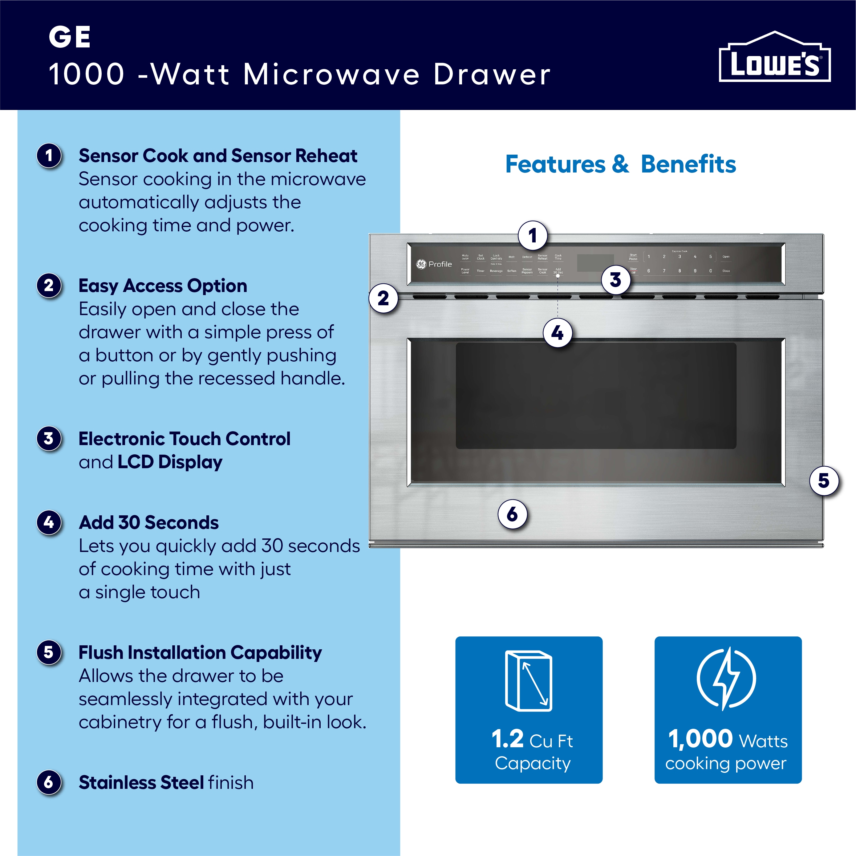 GE GE Profile Microwave Drawer Oven Stainless Steel