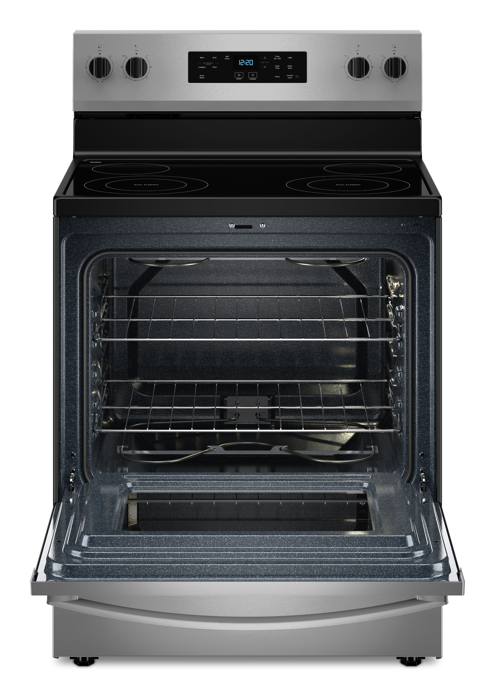 Whirlpool 30-in Glass Top 4 burners 5.3-cu ft Freestanding Electric Range Stainless Steel )