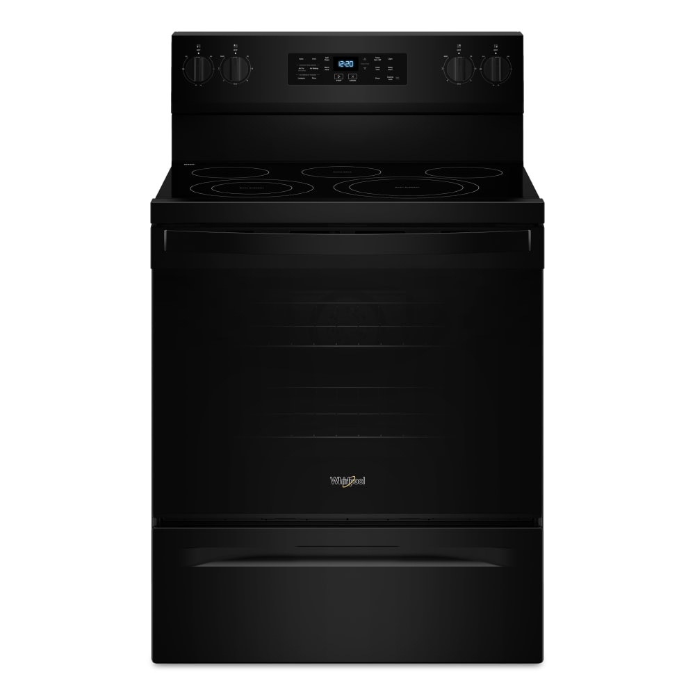 Whirlpool Air Cooking Technology 30-in Glass Top 5 burners 5.3-cu ft Air Fry Convection Oven Freestanding Electric Range ( Black )