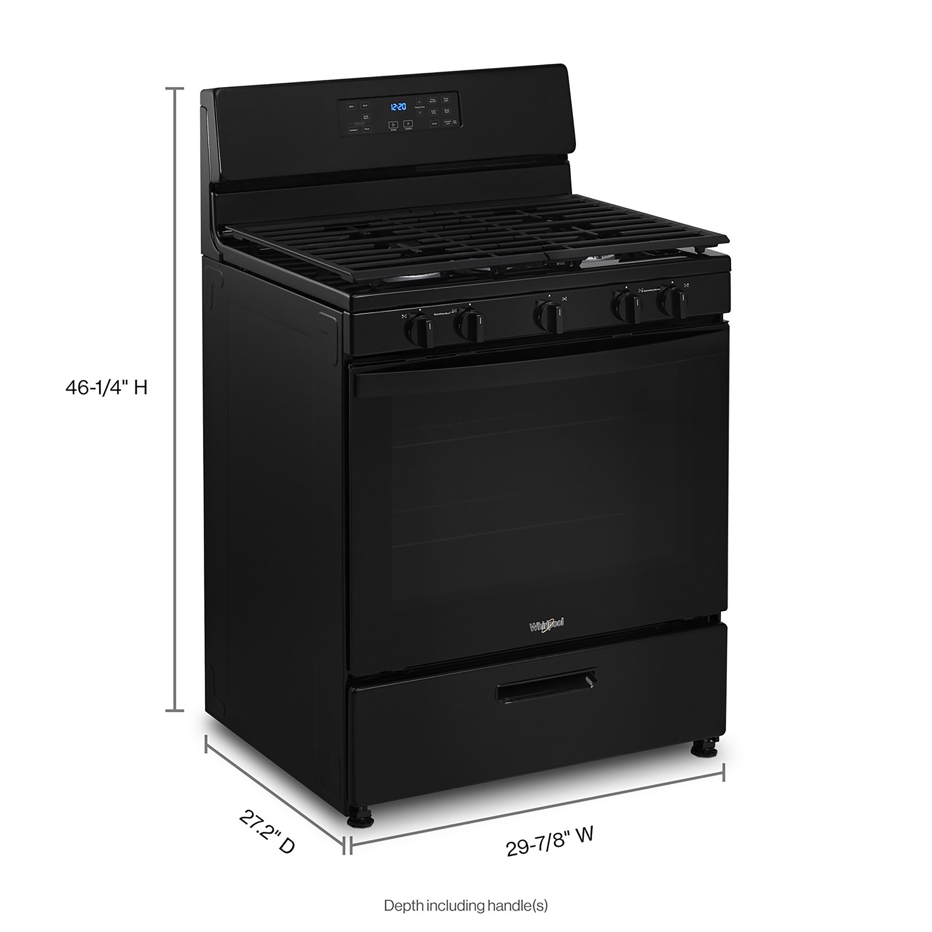 Whirlpool 30-in 5 burners 5.1-cu ft Freestanding Natural Gas Range ( Black )