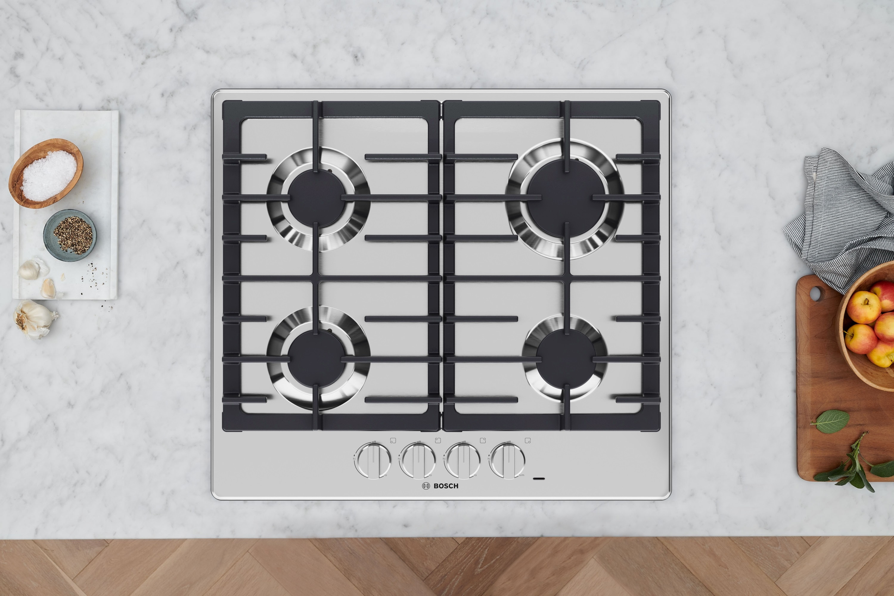 Bosch 500 Series 24-in 4 burners Stainless steel Gas Cooktop