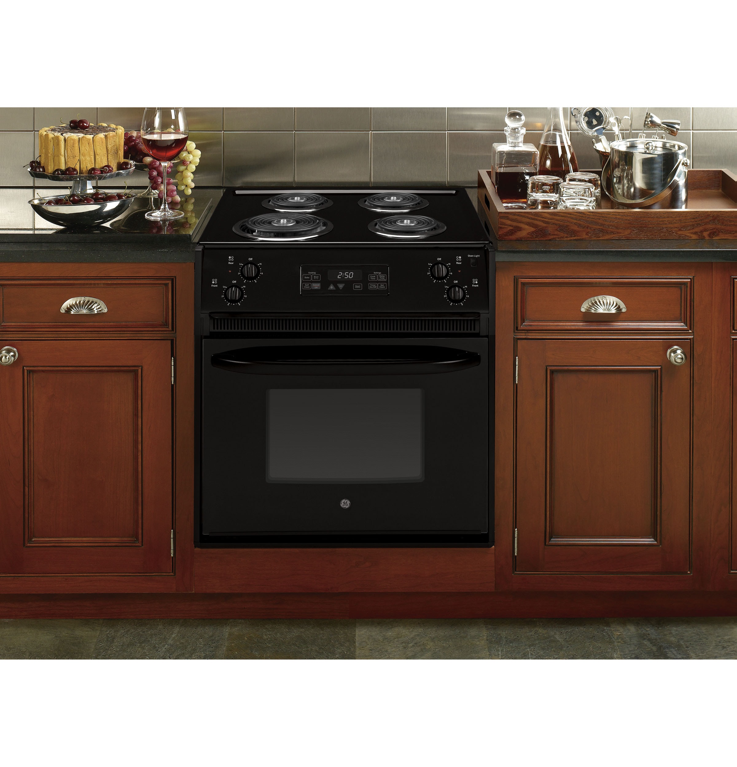 GE 27-in 4 burners 3.0-cu ft Drop-In Electric Range ( Black )