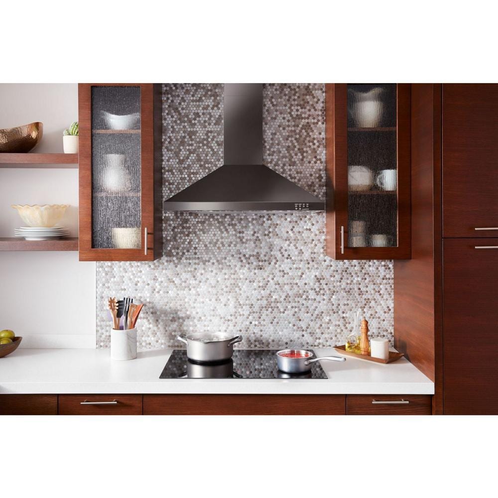 Whirlpool Convertible Fingerprint Resistant Black Stainless Wall Mounted Range Hood Common 30 Inch Actual 30 in