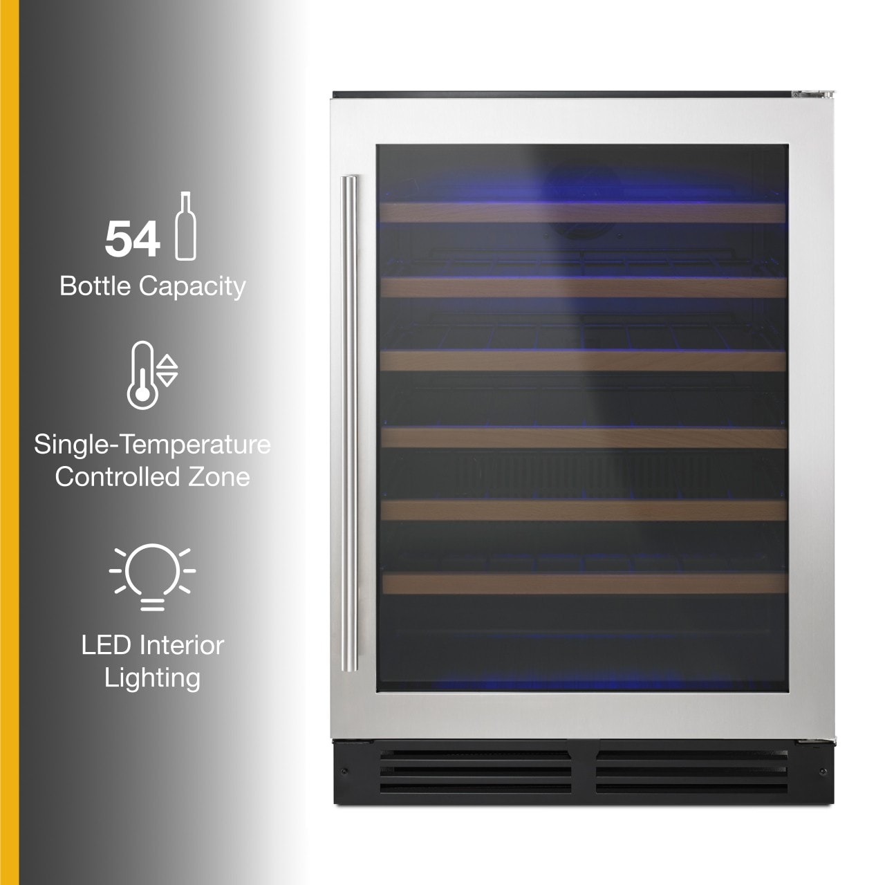 Whirlpool 23.8125-in W 51-Bottles Black-on-stainless Built-In /freestanding Indoor Wine Cooler
