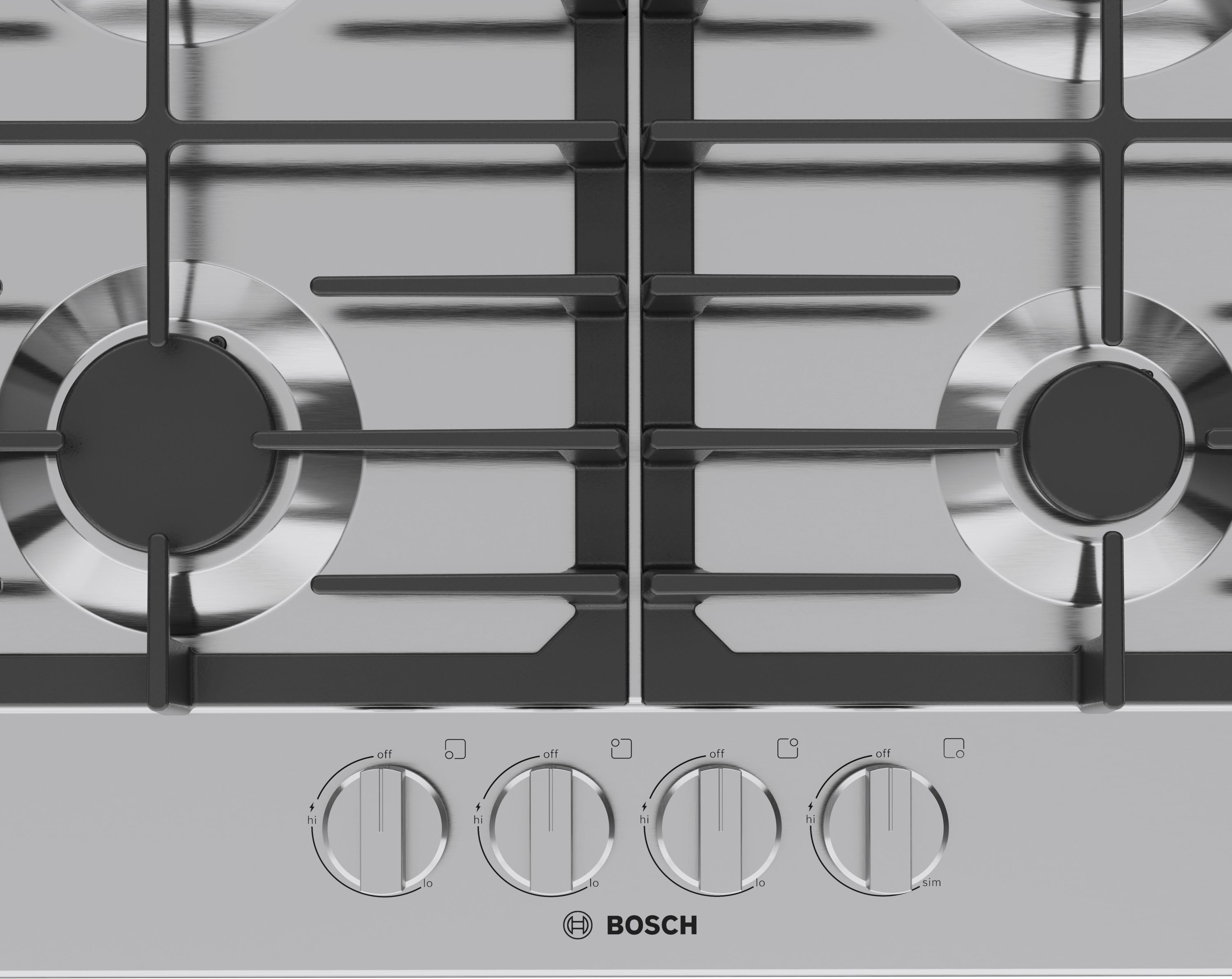 Bosch 300 Series 24-in 4 burners Stainless steel Gas Cooktop