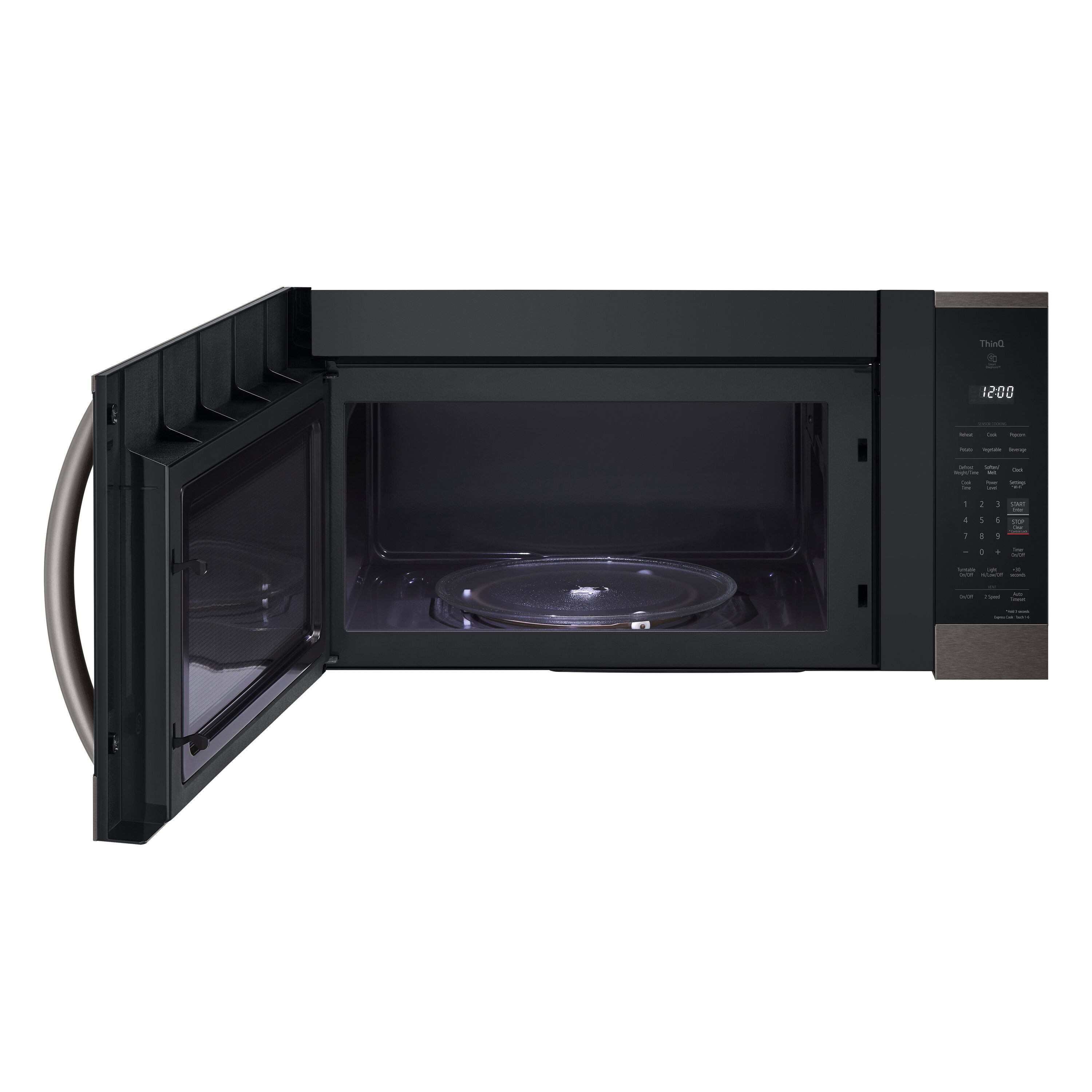 LG 1 8 cu ft 1000 Watt Smart Over the Range Microwave with Sensor Cooking Printproof Black Stainless Steel