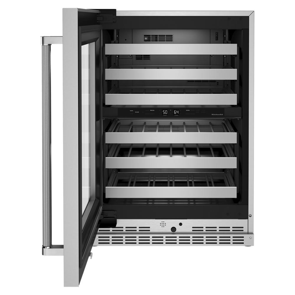 KitchenAid 23.88-in W 46 -Bottles Stainless Steel Dual Zone Cooling Built-in Indoor Wine Cooler