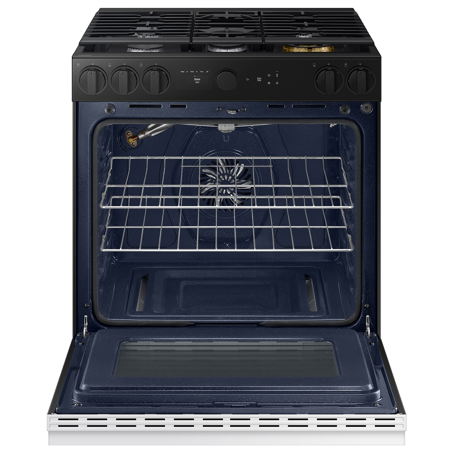 Samsung Bespoke 30-in 5 burners 6-cu ft Air Fry Convection Oven Slide-In Natural Gas Range ( White Glass )