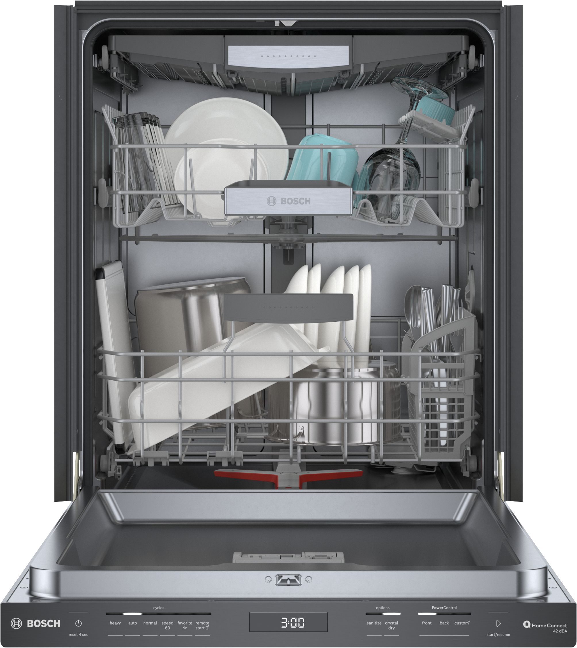 Bosch 800 Series Top Control 24 in Smart Built In Dishwasher Black Stainless Steel ENERGY STAR 42 dBA