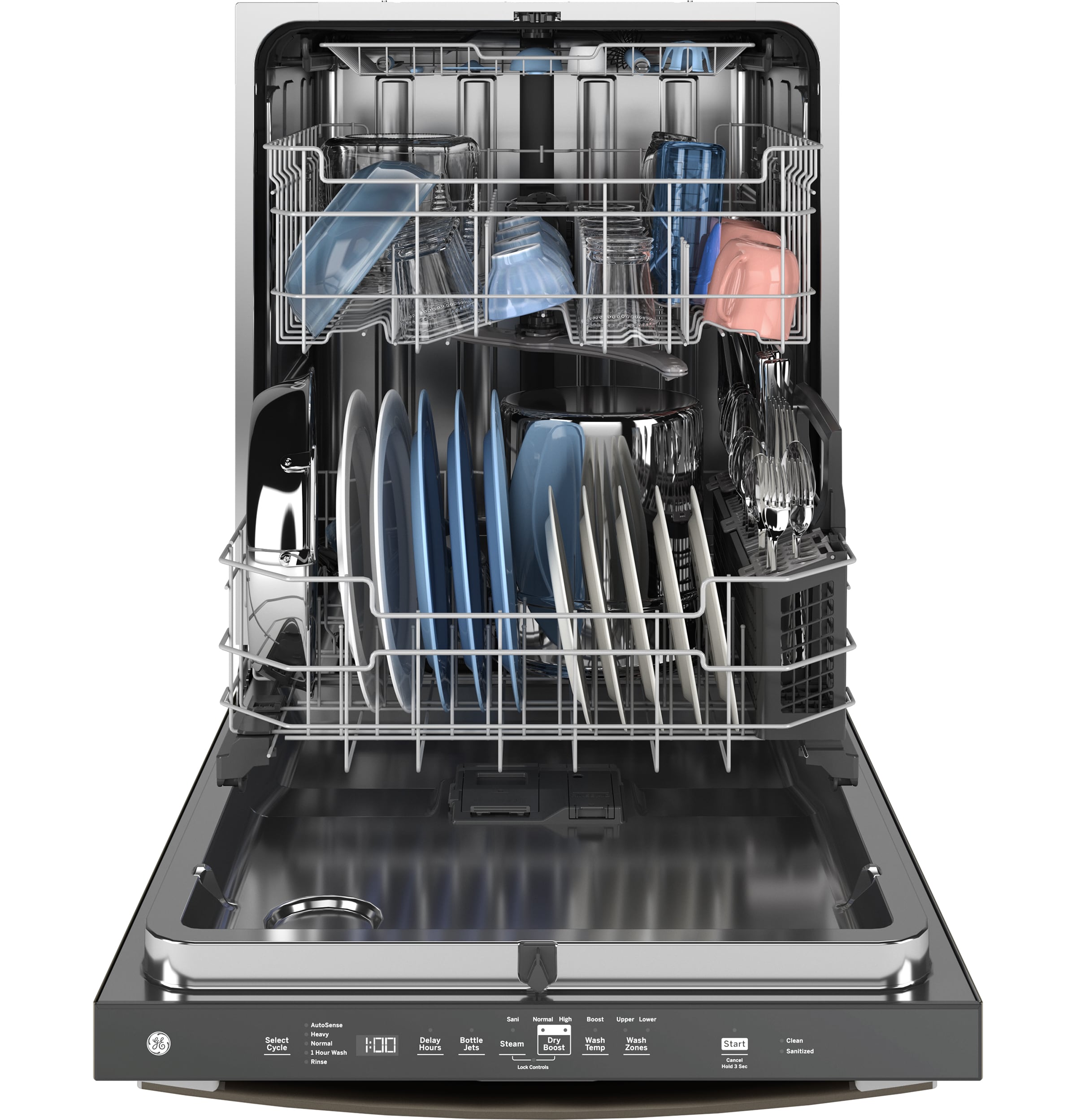 GE Dry Boost Top Control 24 in Built In Dishwasher Fingerprint resistant Stainless Steel ENERGY STAR 47 dBA