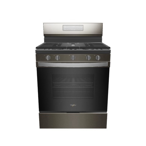 Whirlpool 30-in 5 burners 5.0-cu ft Air Fry Convection Oven Freestanding Natural Gas Range ( Fingerprint Resistant Black Stainless Steel )