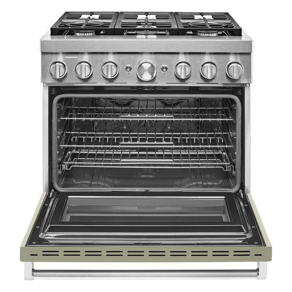 KitchenAid 36-in Deep recessed 6 burners Convection Oven Freestanding Dual Fuel Range ( Avocado Cream )