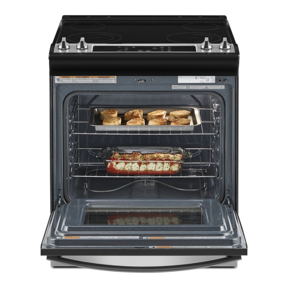Whirlpool 30-in Glass Top 4 burners 4.8-cu ft Slide-In Electric Range ( Fingerprint Resistant Stainless Steel )