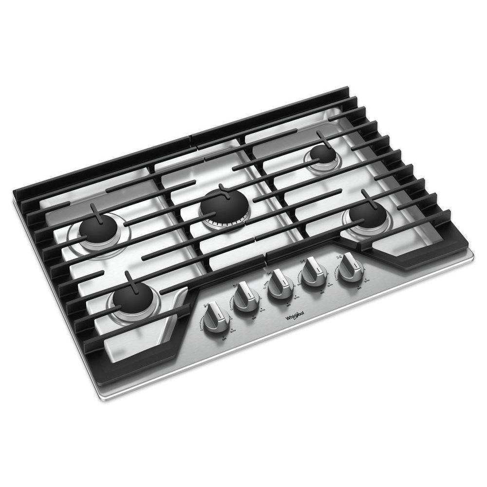 Whirlpool 30-in 5 burners Stainless steel Gas Cooktop (Griddle Included)