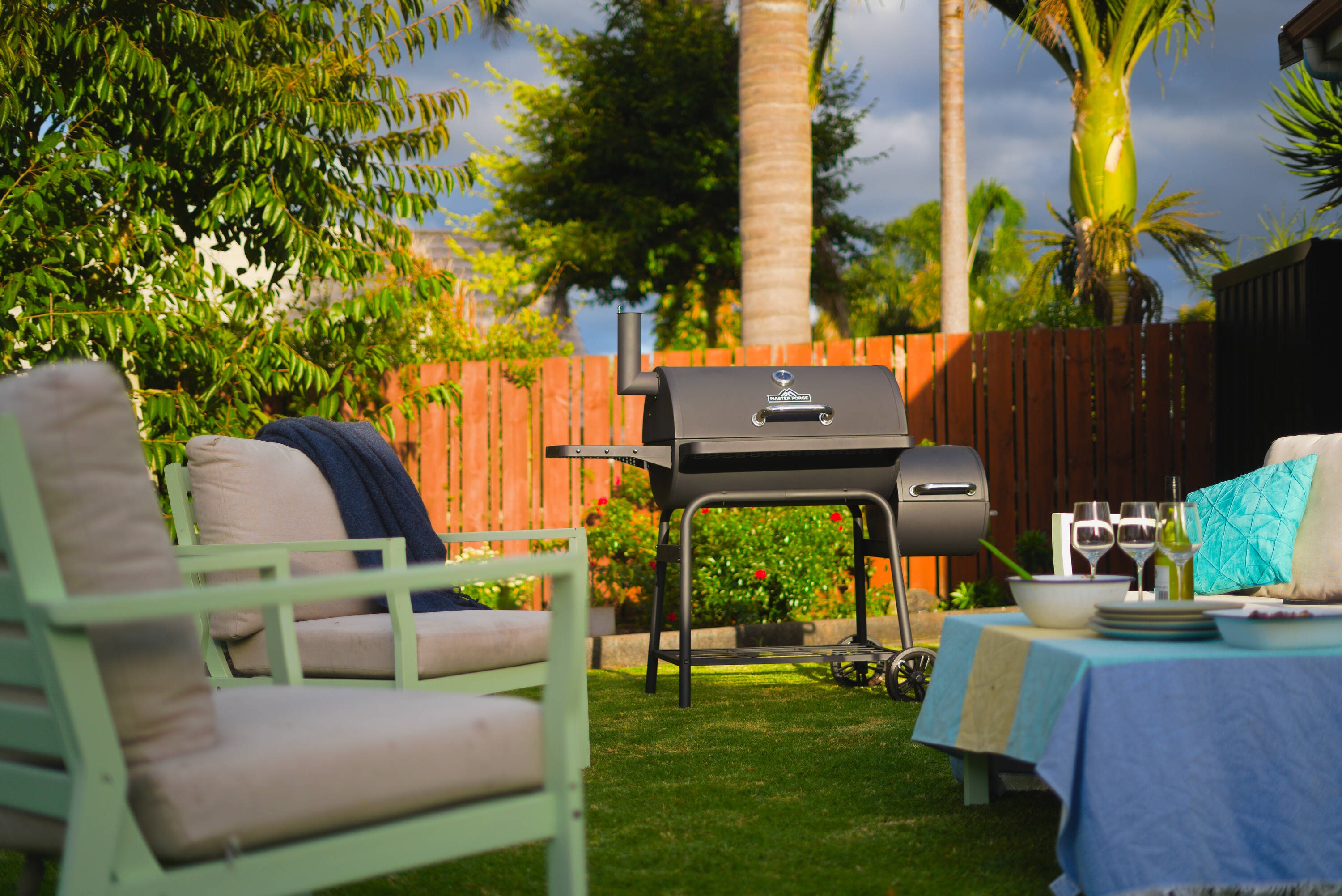 Master Forge 1010-Sq. in Black powder coated Horizontal Charcoal Smoker