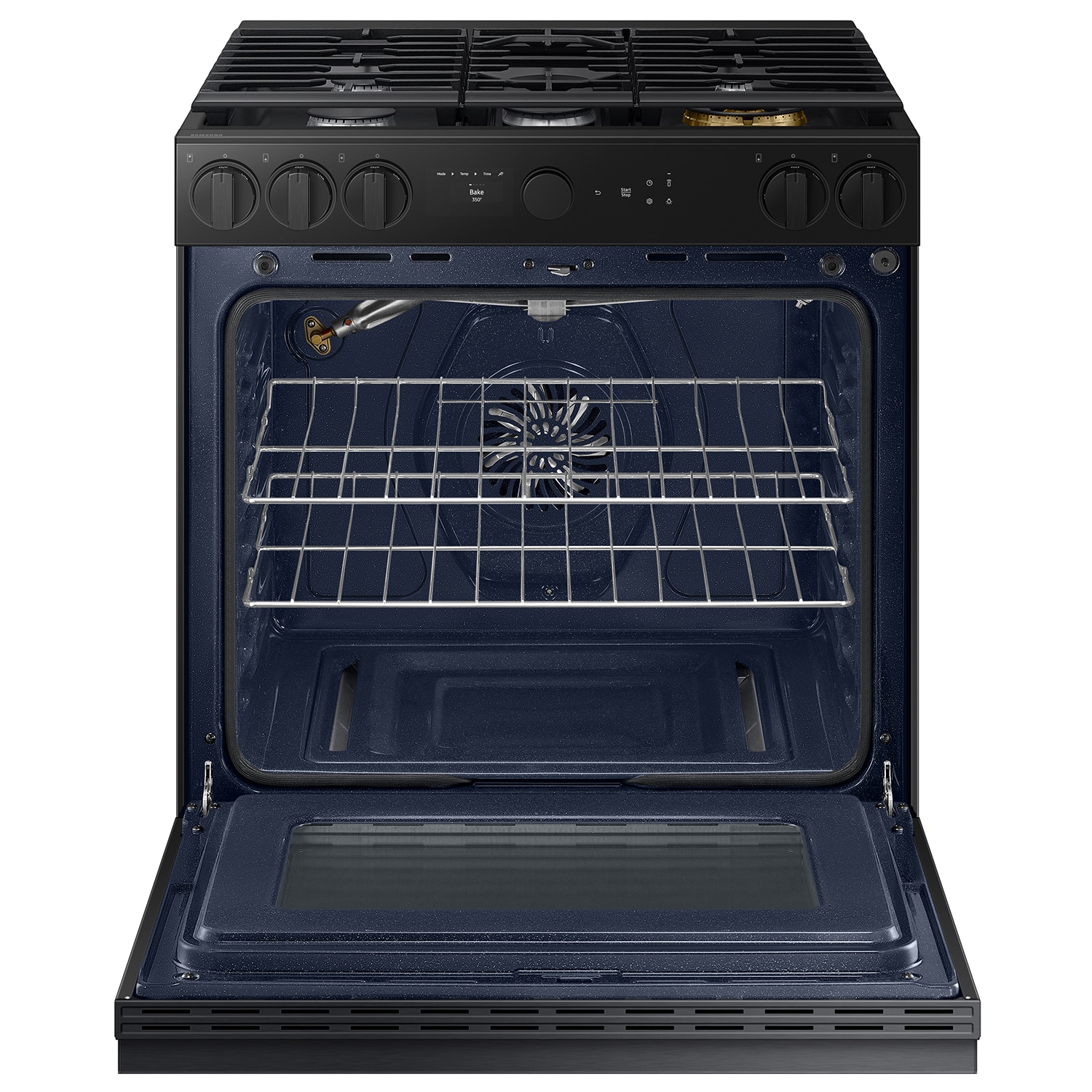 Samsung Bespoke 30-in 5 burners 6-cu ft Air Fry Convection Oven Slide-In Natural Gas Range ( Matte Black Steel )