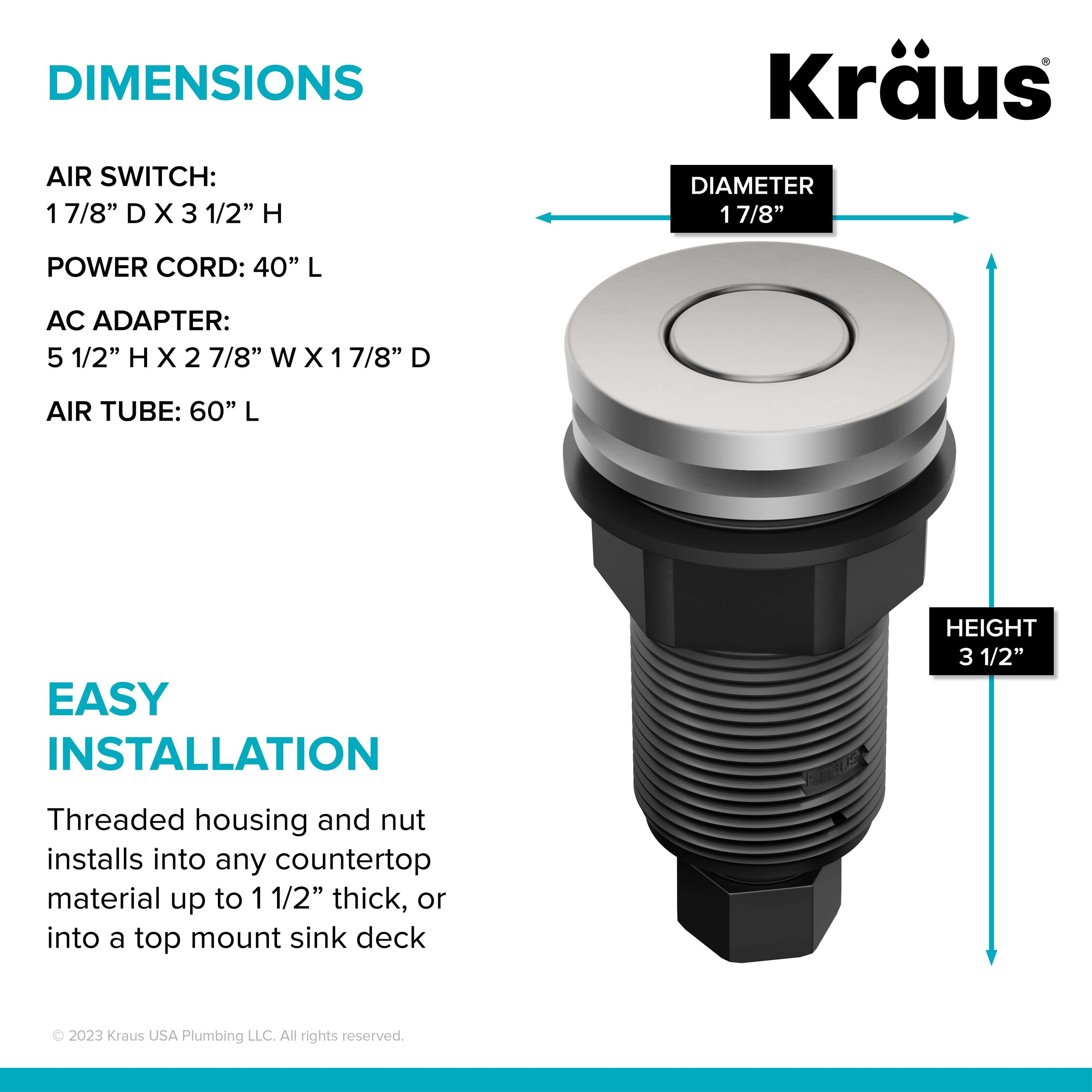 Kraus 1.88-in Spot Free Stainless Steel Brass Garbage Disposal switch
