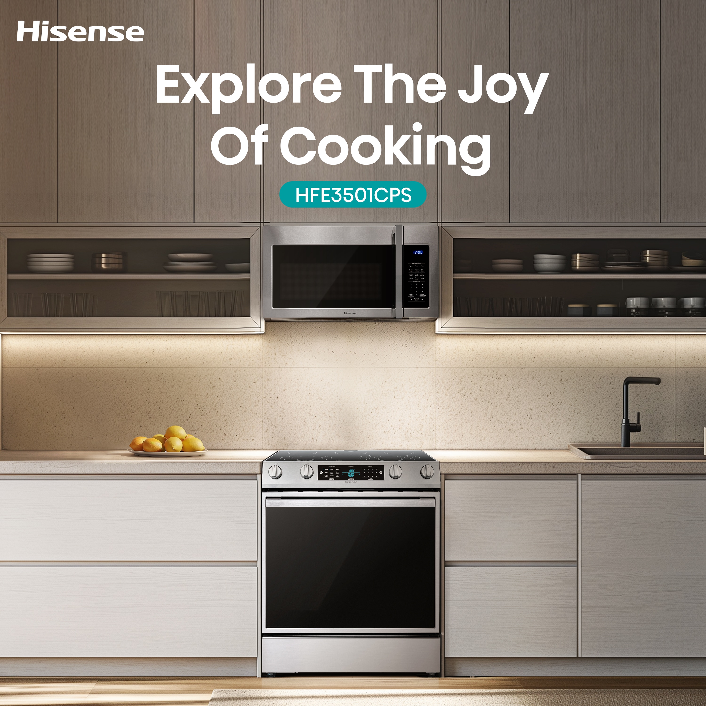 Hisense 30-in Glass Top 5 burners 5.8-cu ft Air Fry Convection Oven Slide-In Electric Range Stainless Steel )