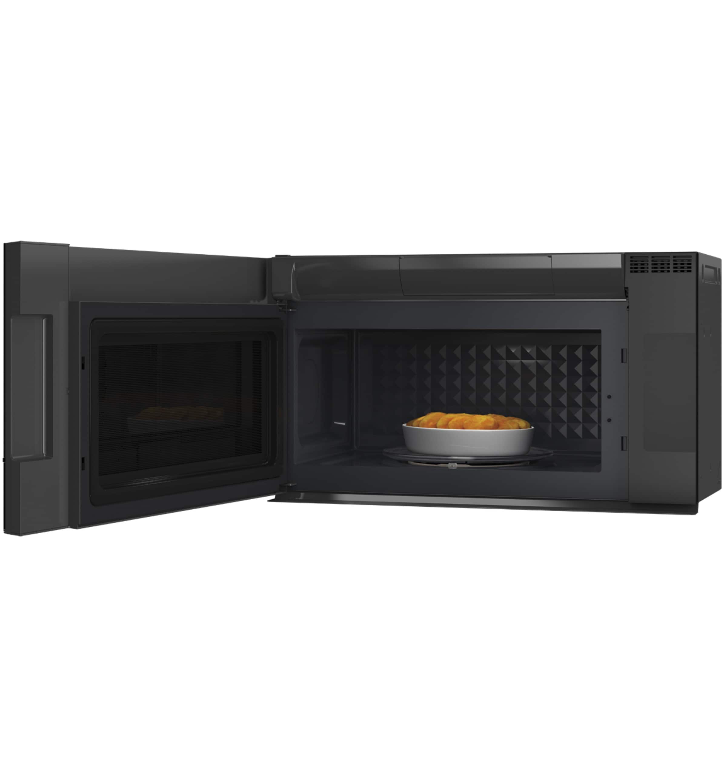 Cafe Modern Glass 2 1 cu ft Over the Range Microwave with Sensor Cooking Platinum Glass