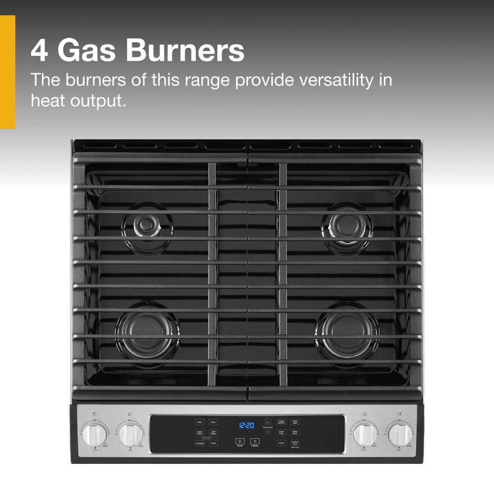 Whirlpool 30-in 4 burners 5-cu ft Slide-In Natural Gas Range ( Stainless Steel )