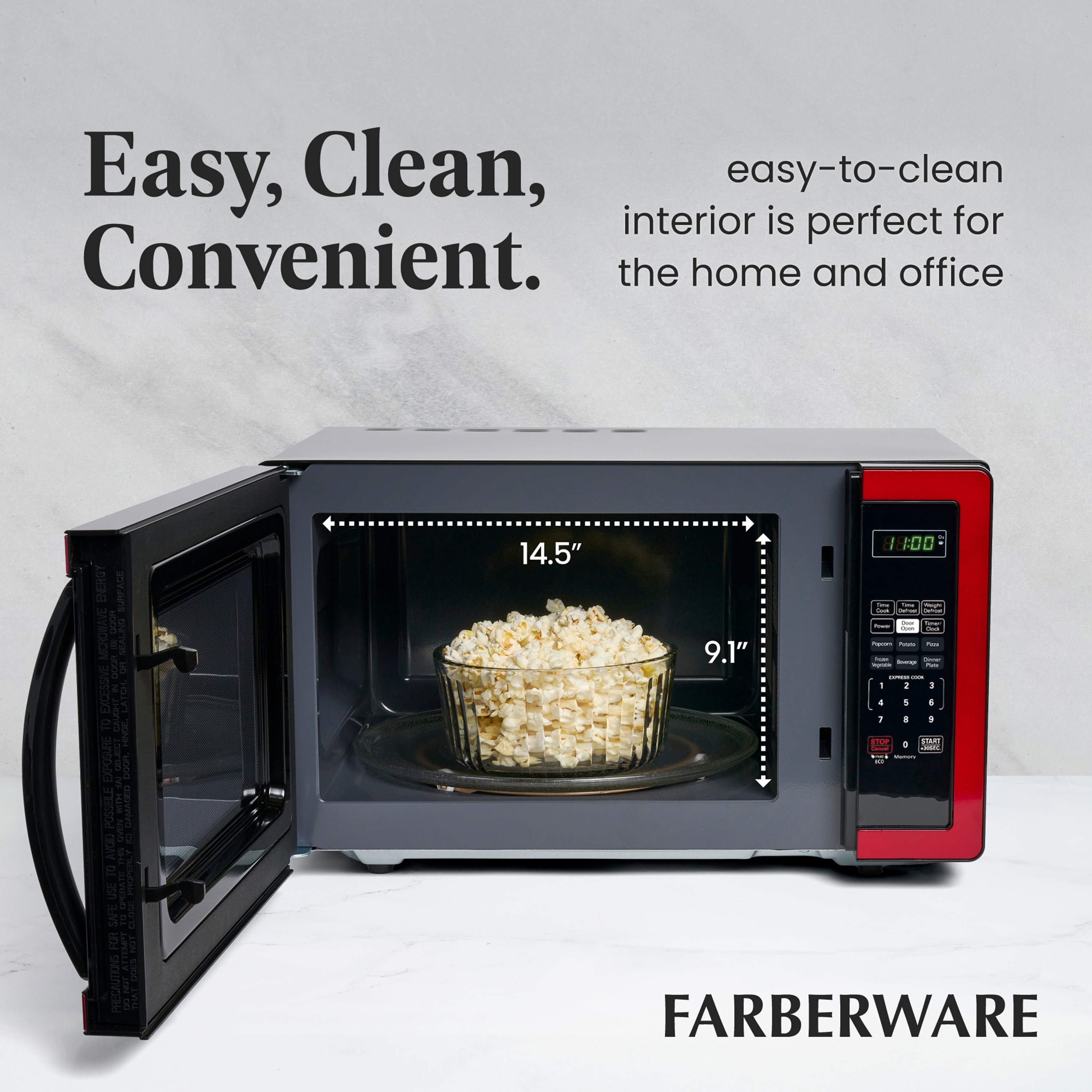 Farberware 1 1 cu ft 1000 Countertop Microwave Metallic Red