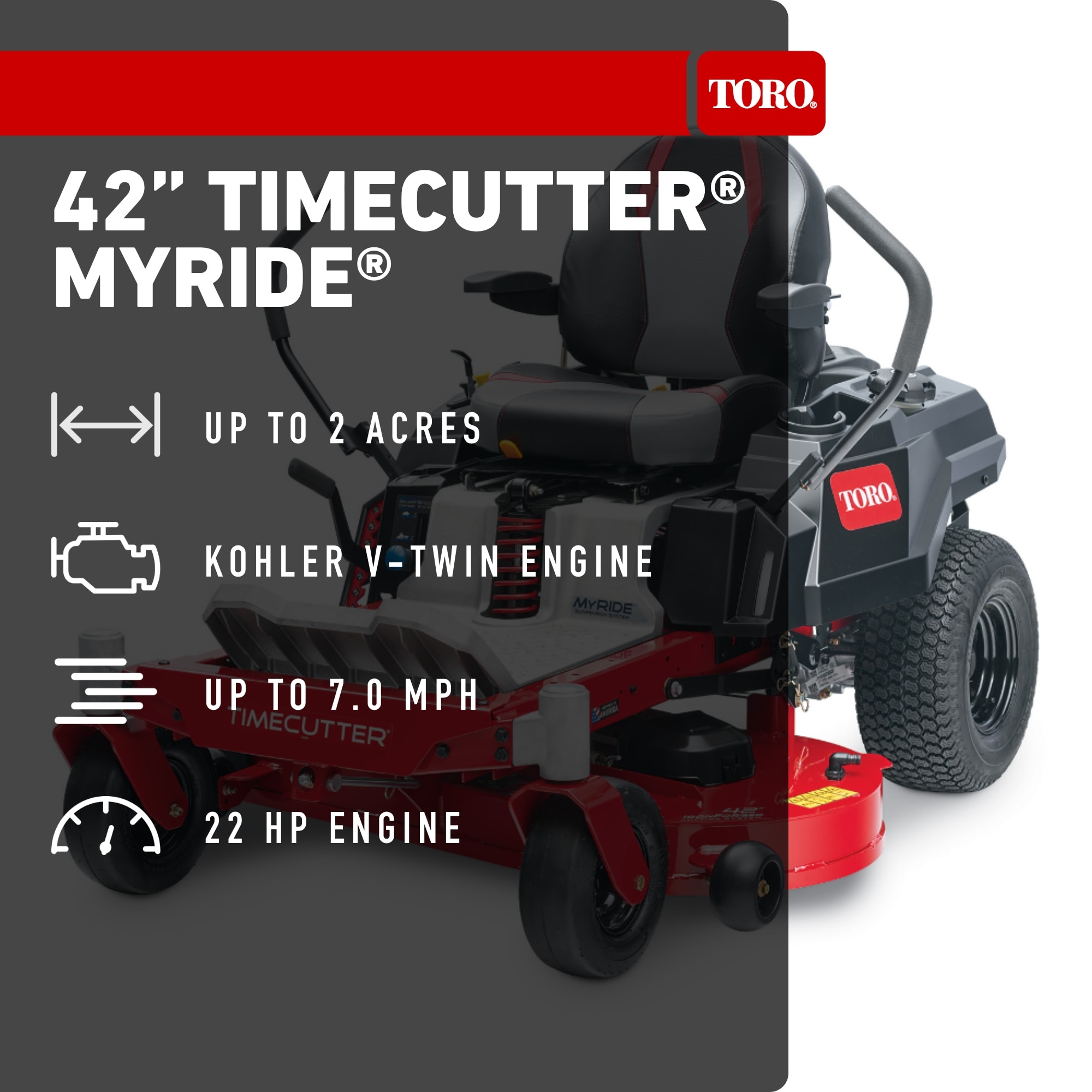 Toro TimeCutter MyRIDE 42-in 22 -HP V-twin Gas Zero-turn Riding Lawn Mower