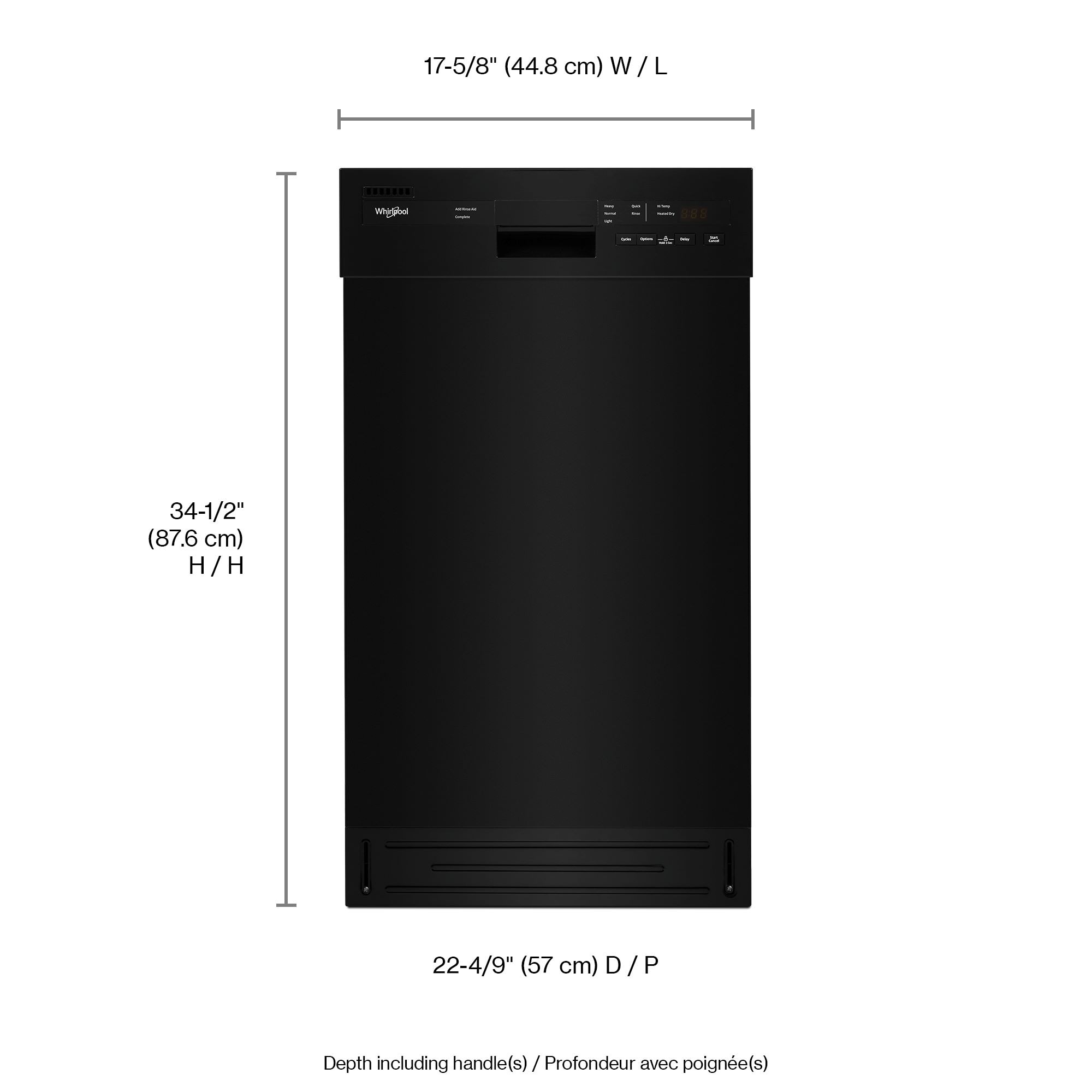 Whirlpool Front Control 18 in Built In Dishwasher Black ENERGY STAR 50 dBA