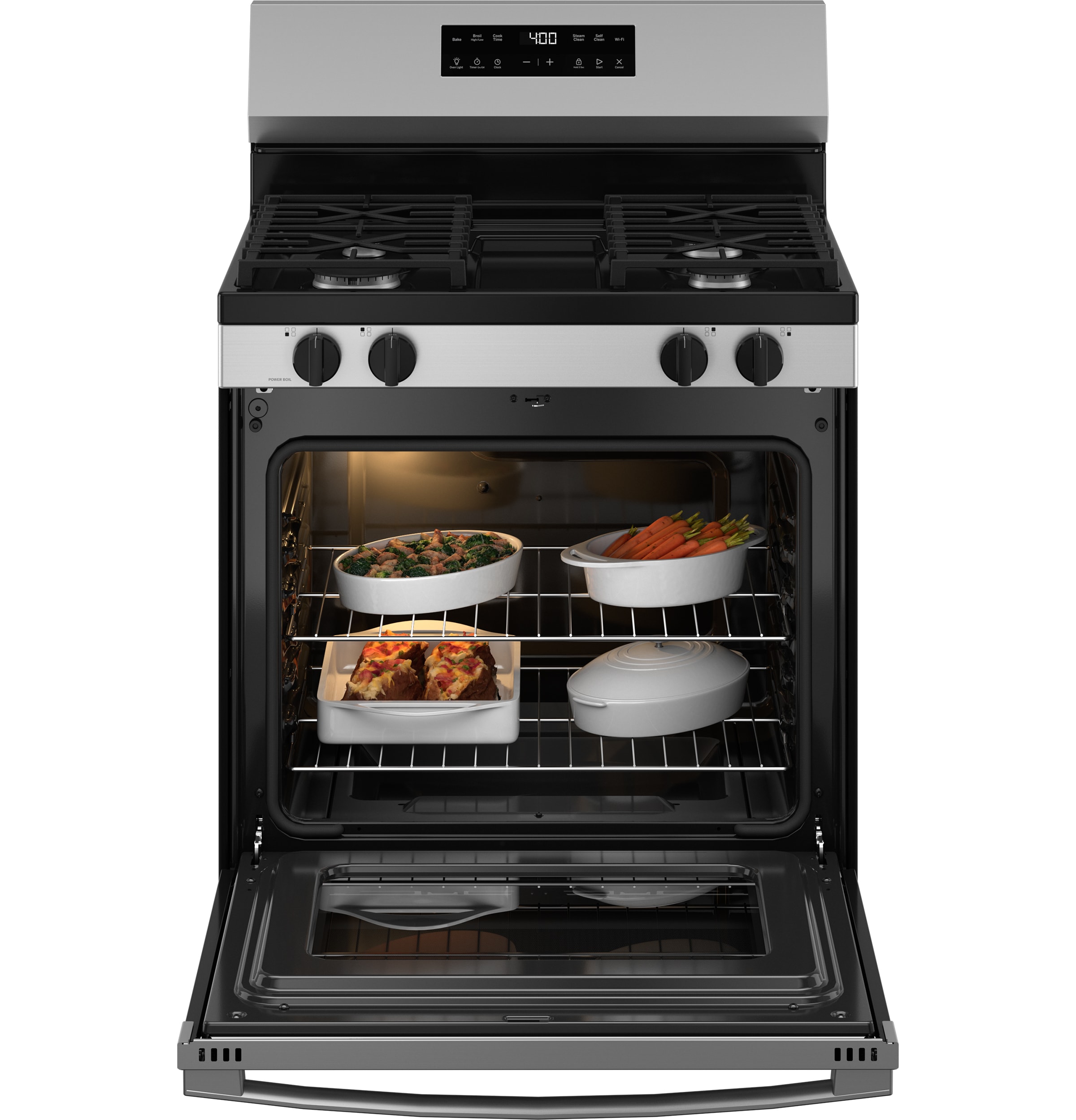 GE 30-in 4 burners 5.3-cu ft Freestanding Natural Gas Range ( Stainless Steel )