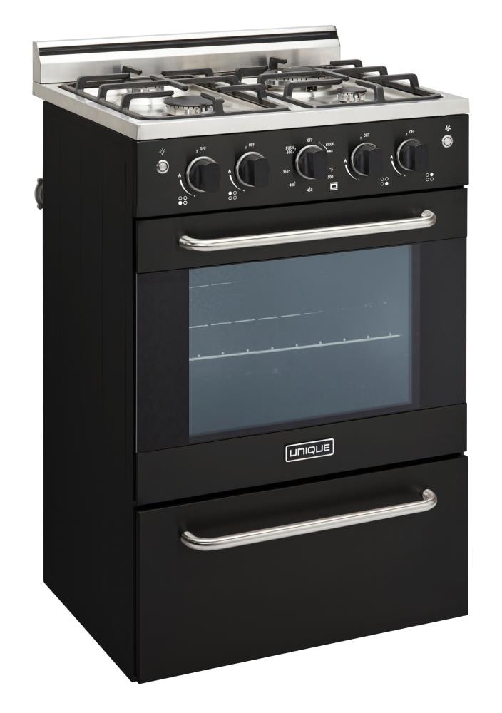 UNIQUE Prestige 24-in 4 burners 2.3-cu ft Convection Oven Freestanding Natural Gas Range ( Black )