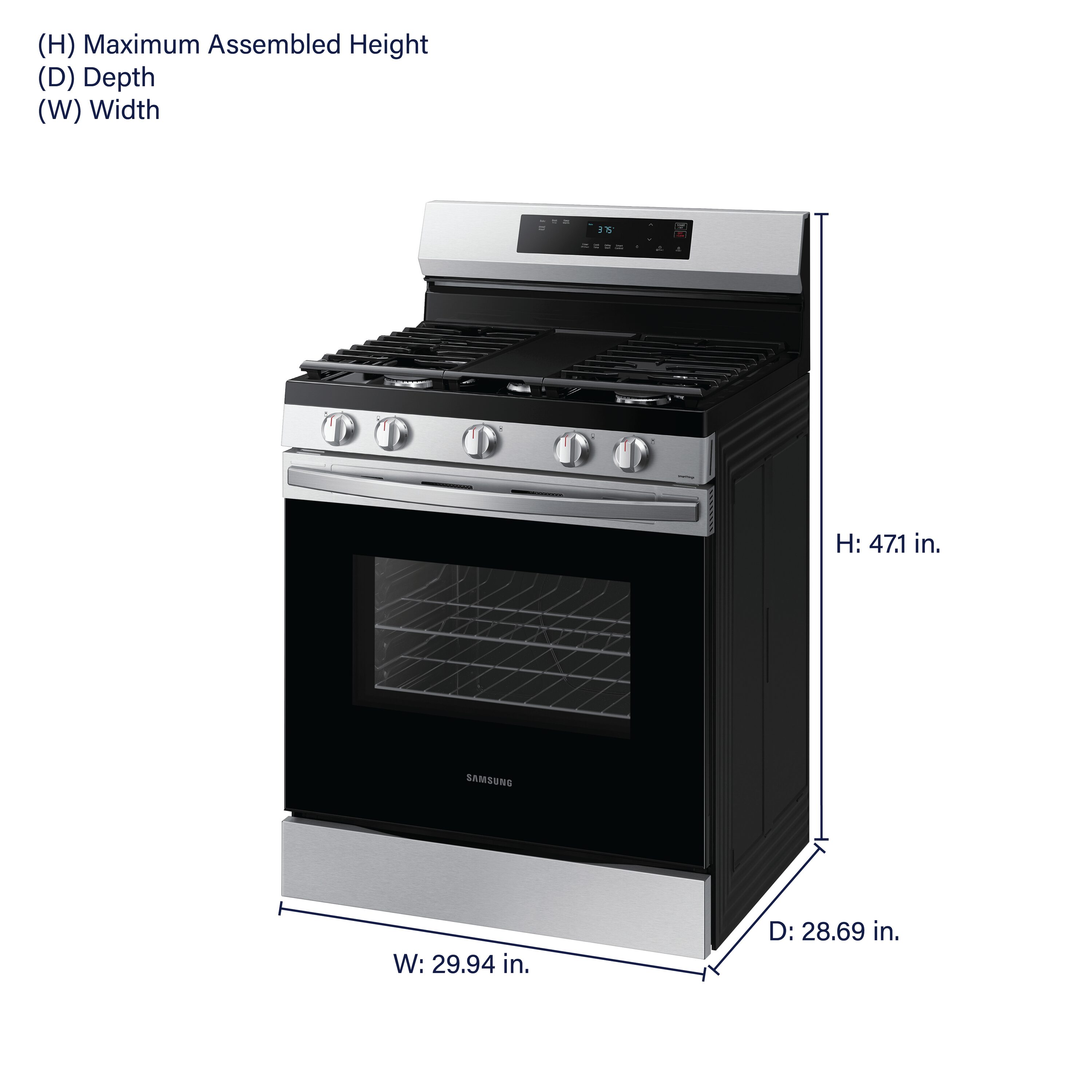 Samsung 30-in 5 burners 6.0-cu ft Freestanding Natural Gas Range ( Stainless Steel )