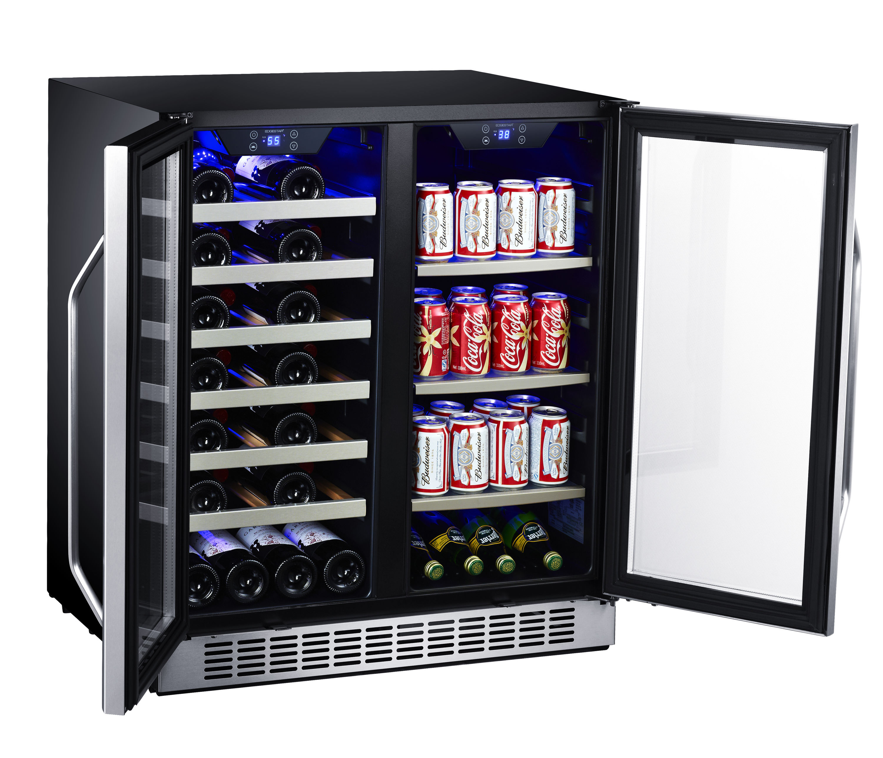 EdgeStar 29.5-in W 114 -Can Capacity Stainless Steel Built-in/Freestanding Indoor Beverage Refrigerator with Glass Door
