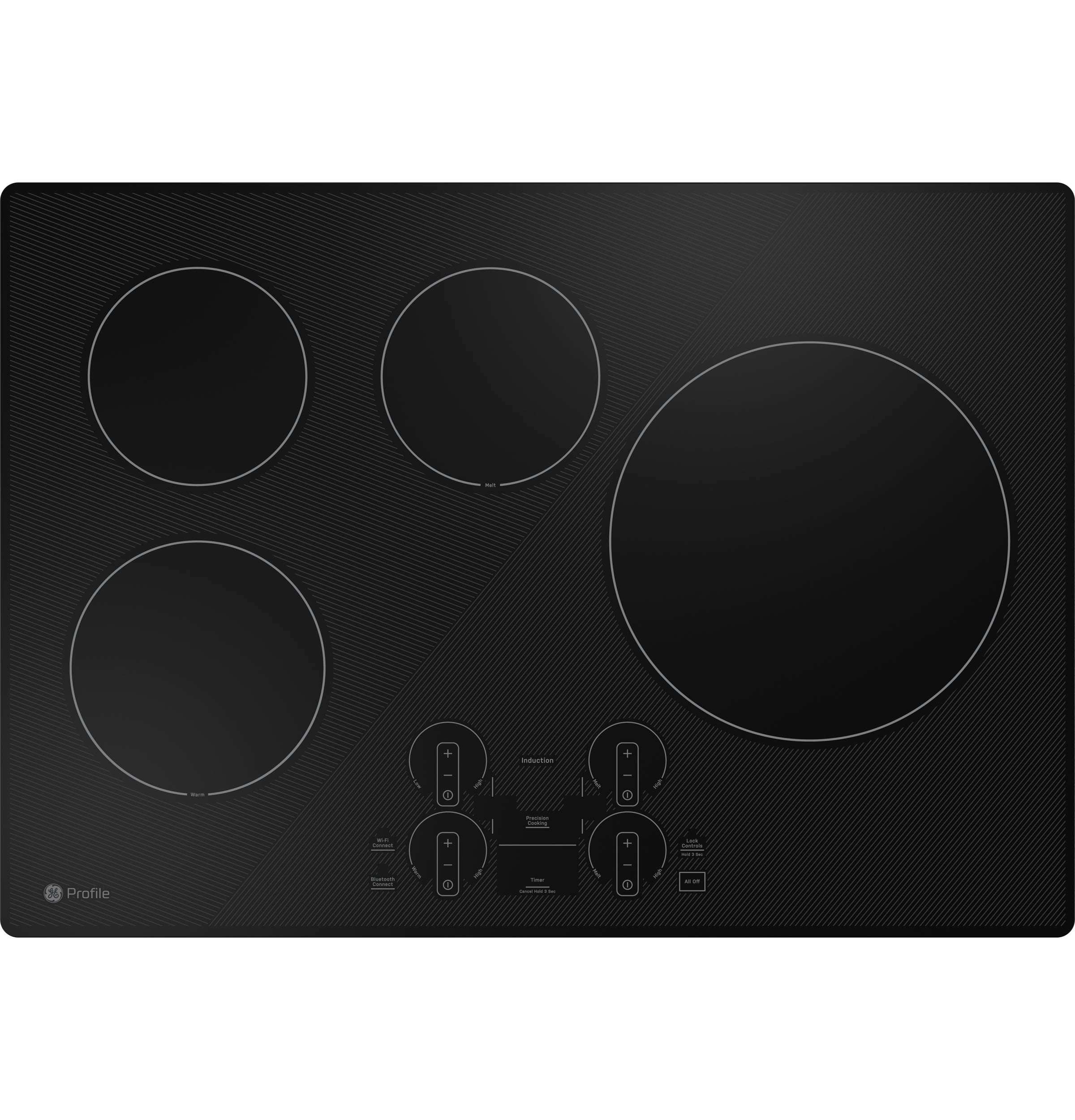 GE Profile 30-in 4 burners Black Smart Compatible Induction Cooktop